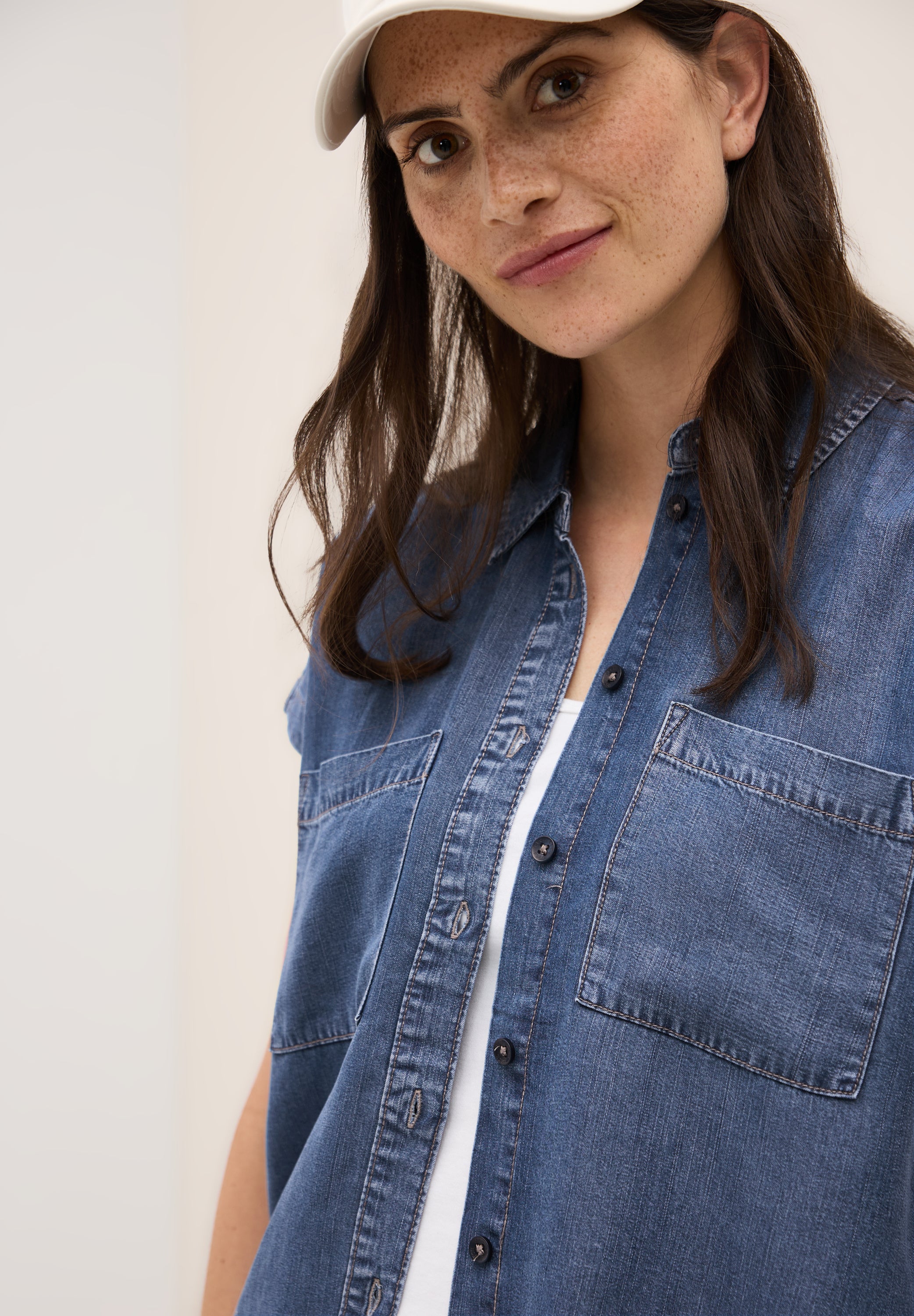 CECIL Denim Bluse Damen Sportiv-Lässiger Stil