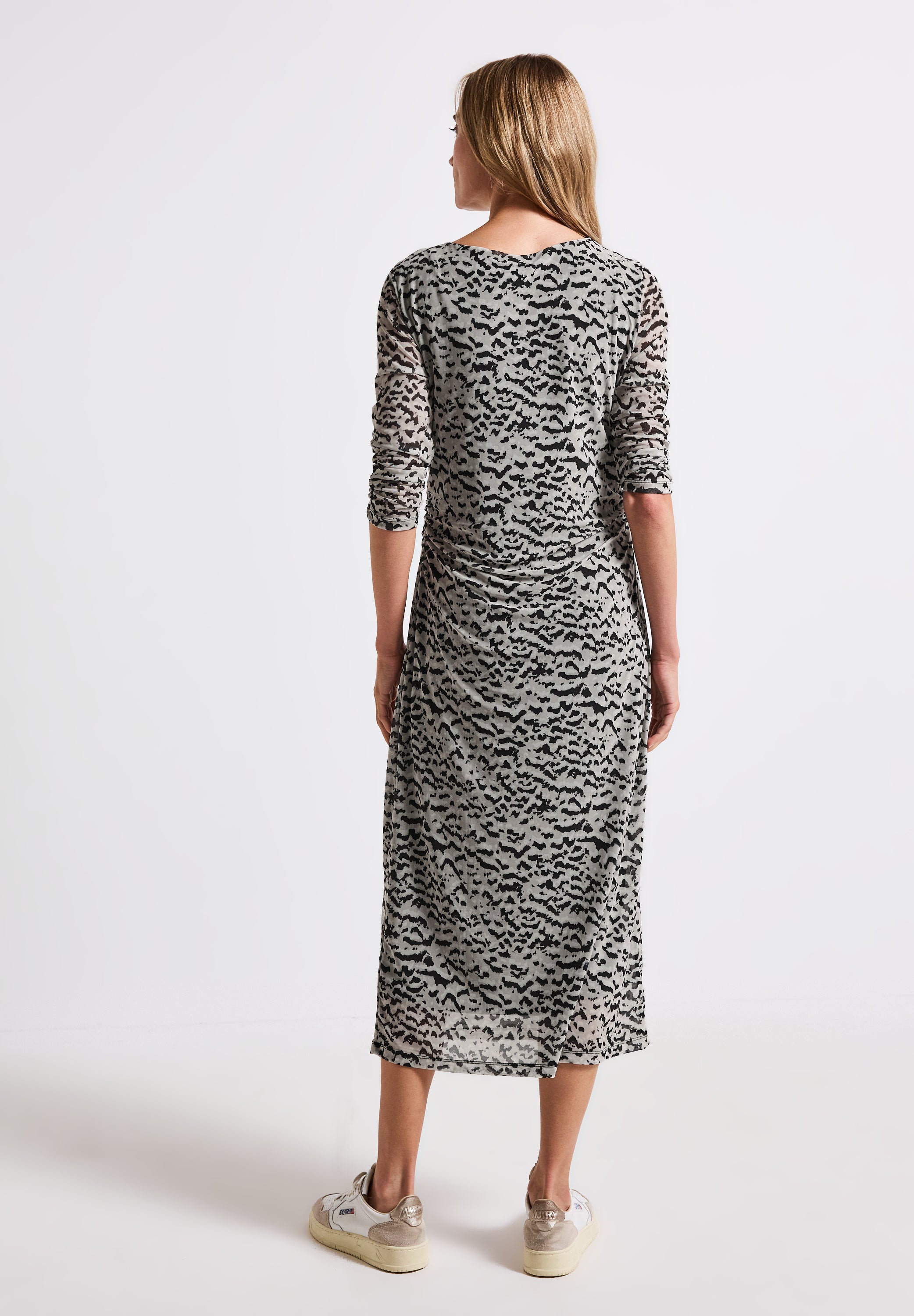 Street One Mesh-Kleid Damen Raffungen U-Boot-Ausschnitt