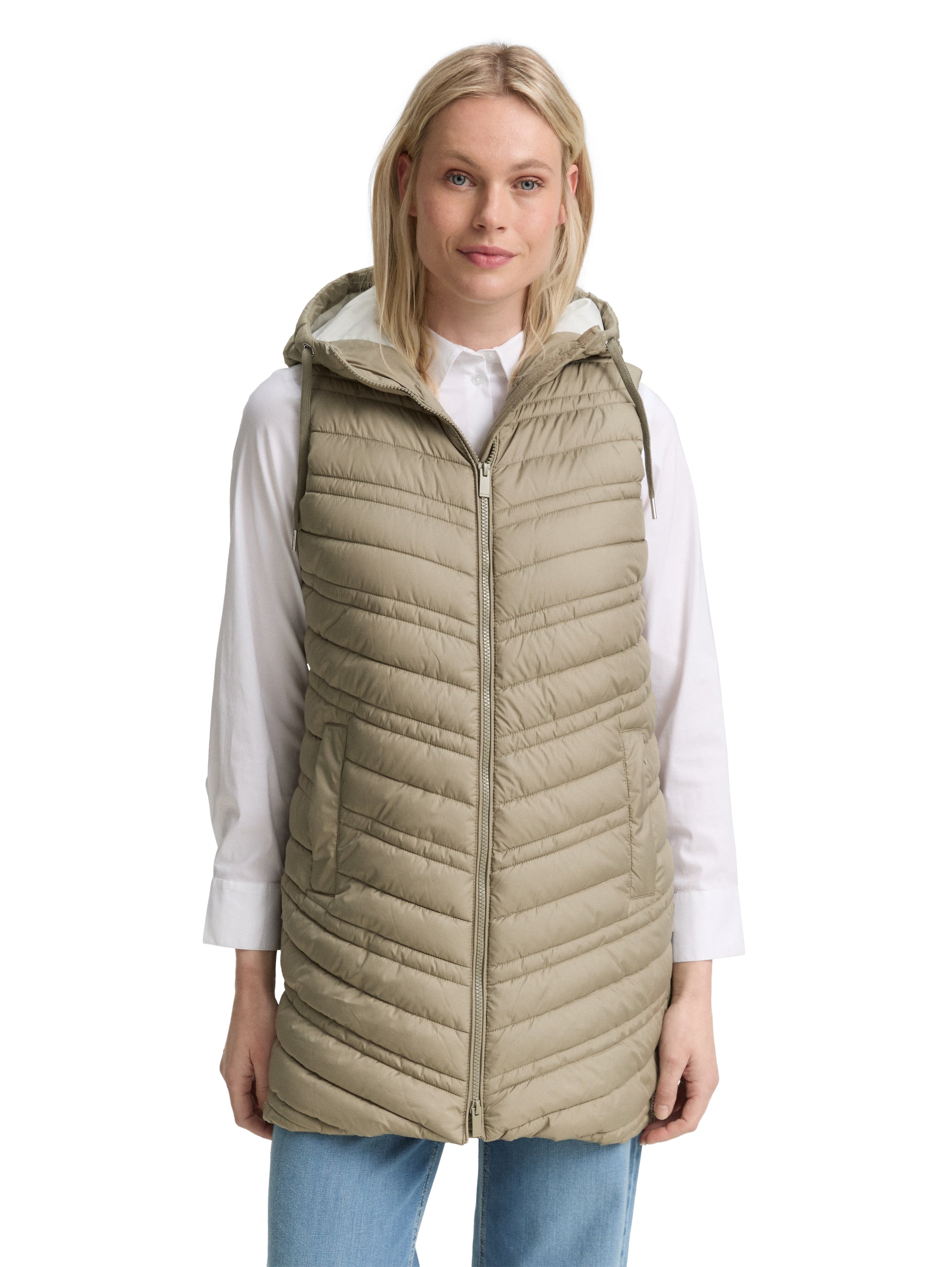 Tom Tailor Denim Lange Weste Damen Wasserabweisend