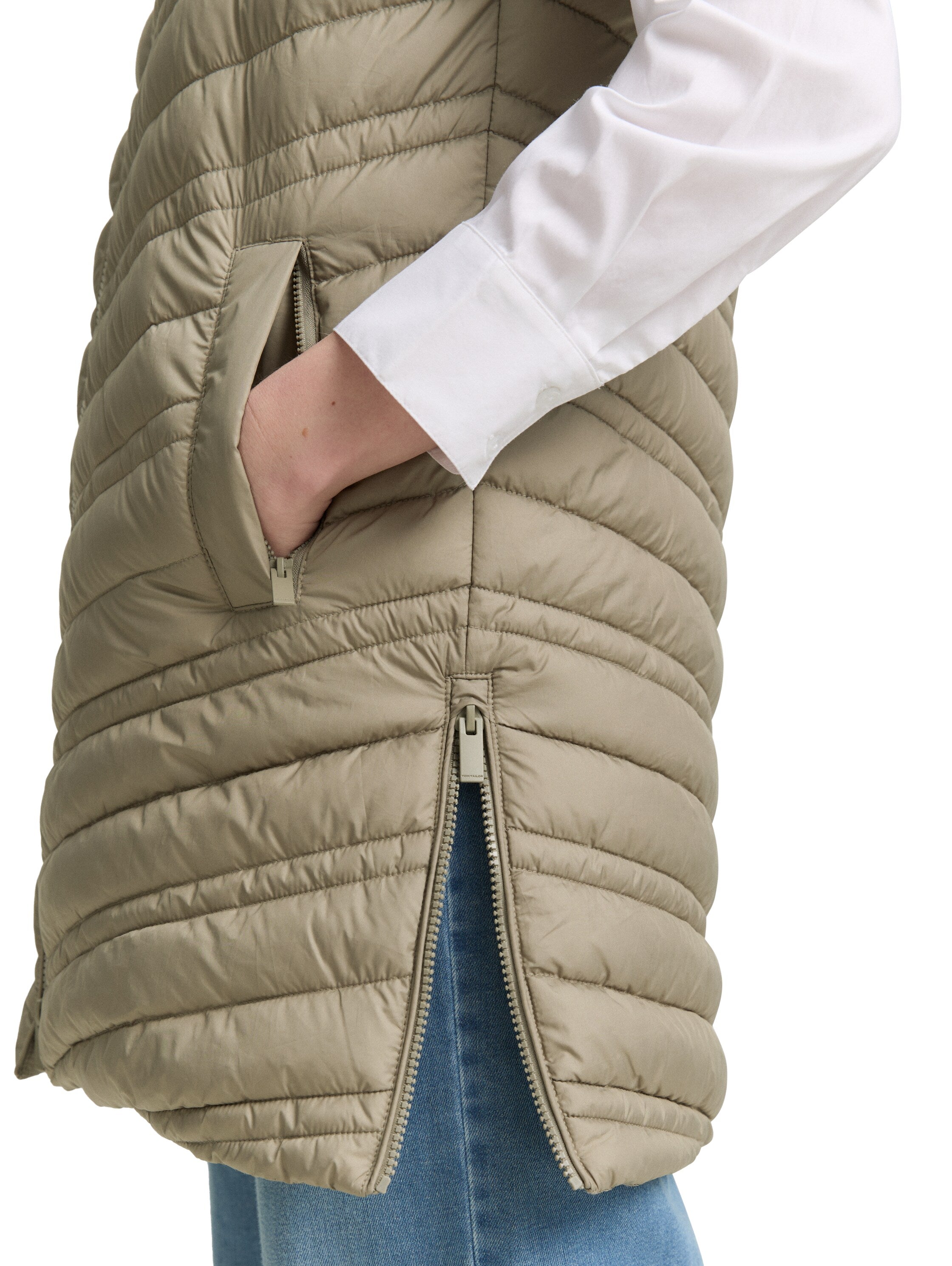 Tom Tailor Denim Lange Weste Damen Wasserabweisend