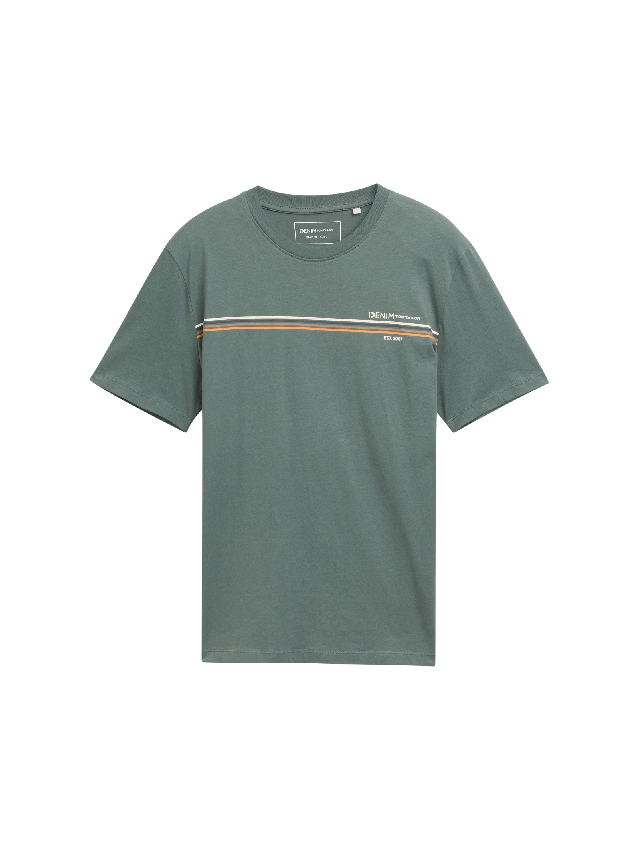 Tom Tailor Denim T-Shirt Erwachsene Männlich Gestreiftes Logo-Print
