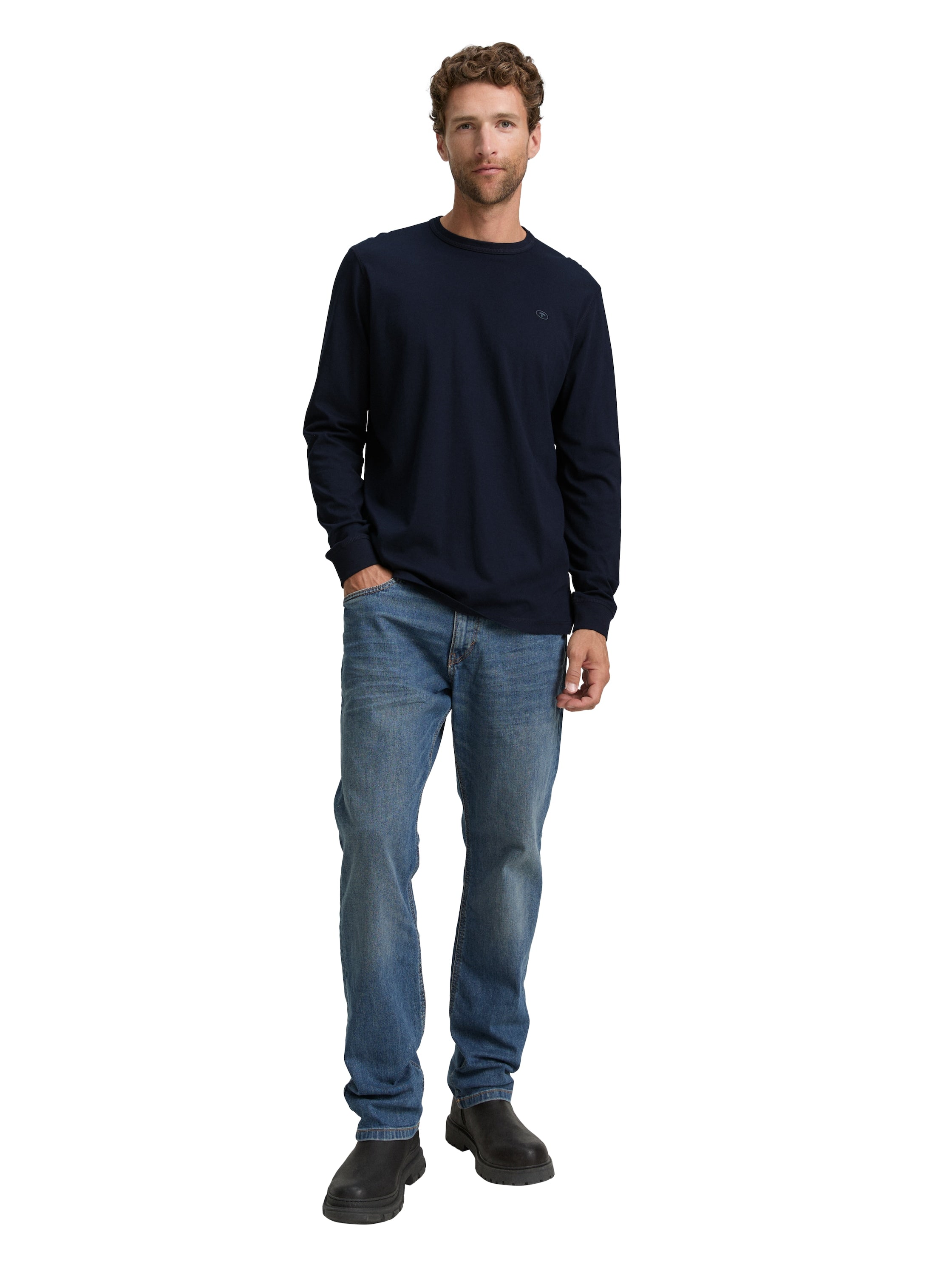 Tom Tailor Basic Longsleeve Erwachsene Männlich Logo-Stickerei