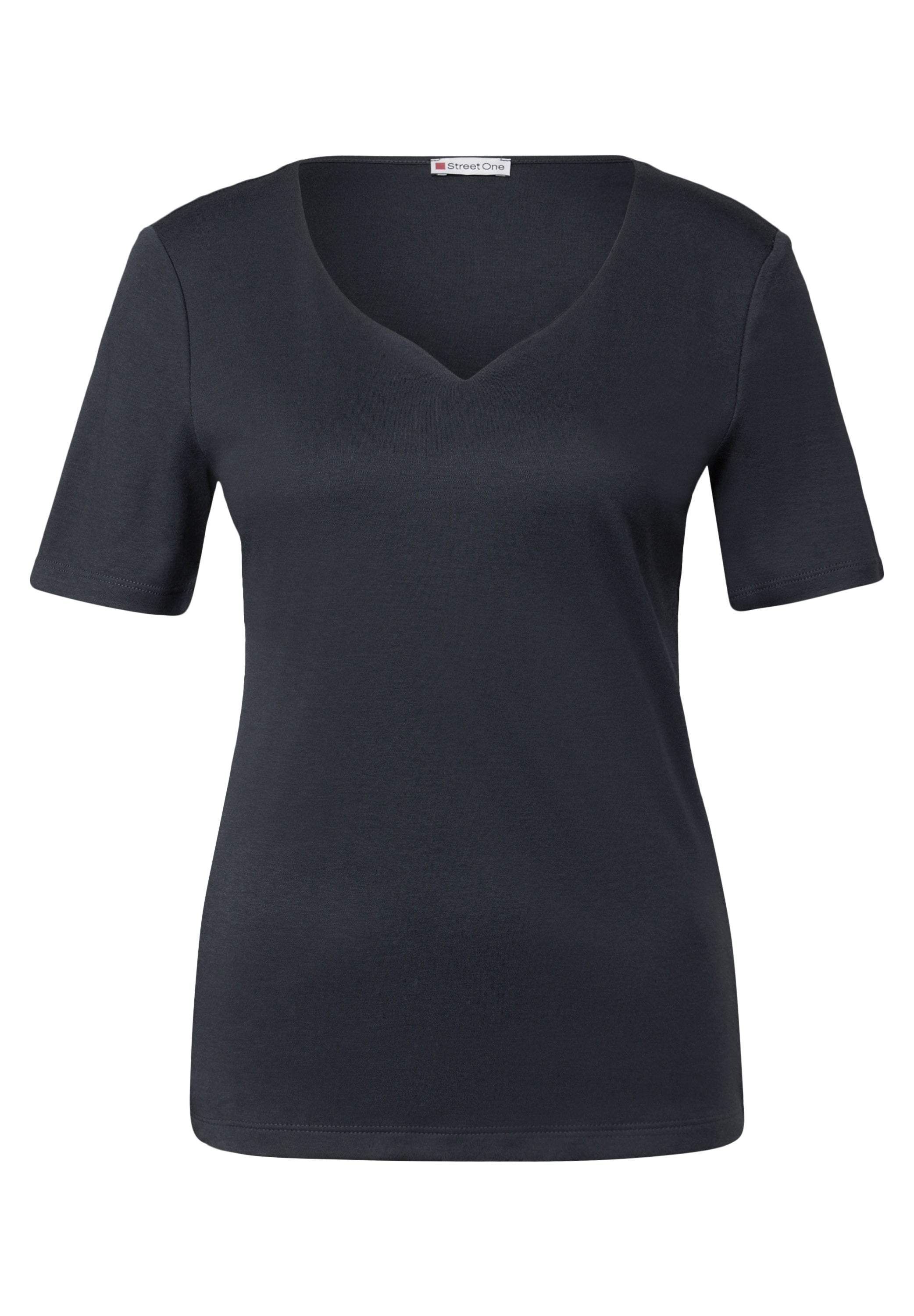 Street One T-Shirt Damen Herzausschnitt Baumwoll-Modalmix