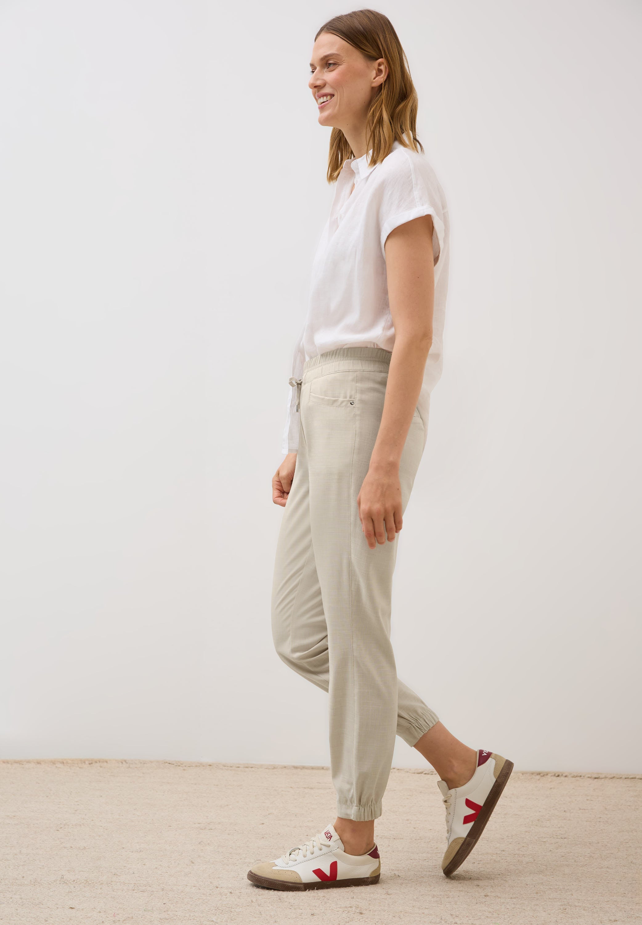 CECIL Melange Hose Damen Loose Fit Slim Legs