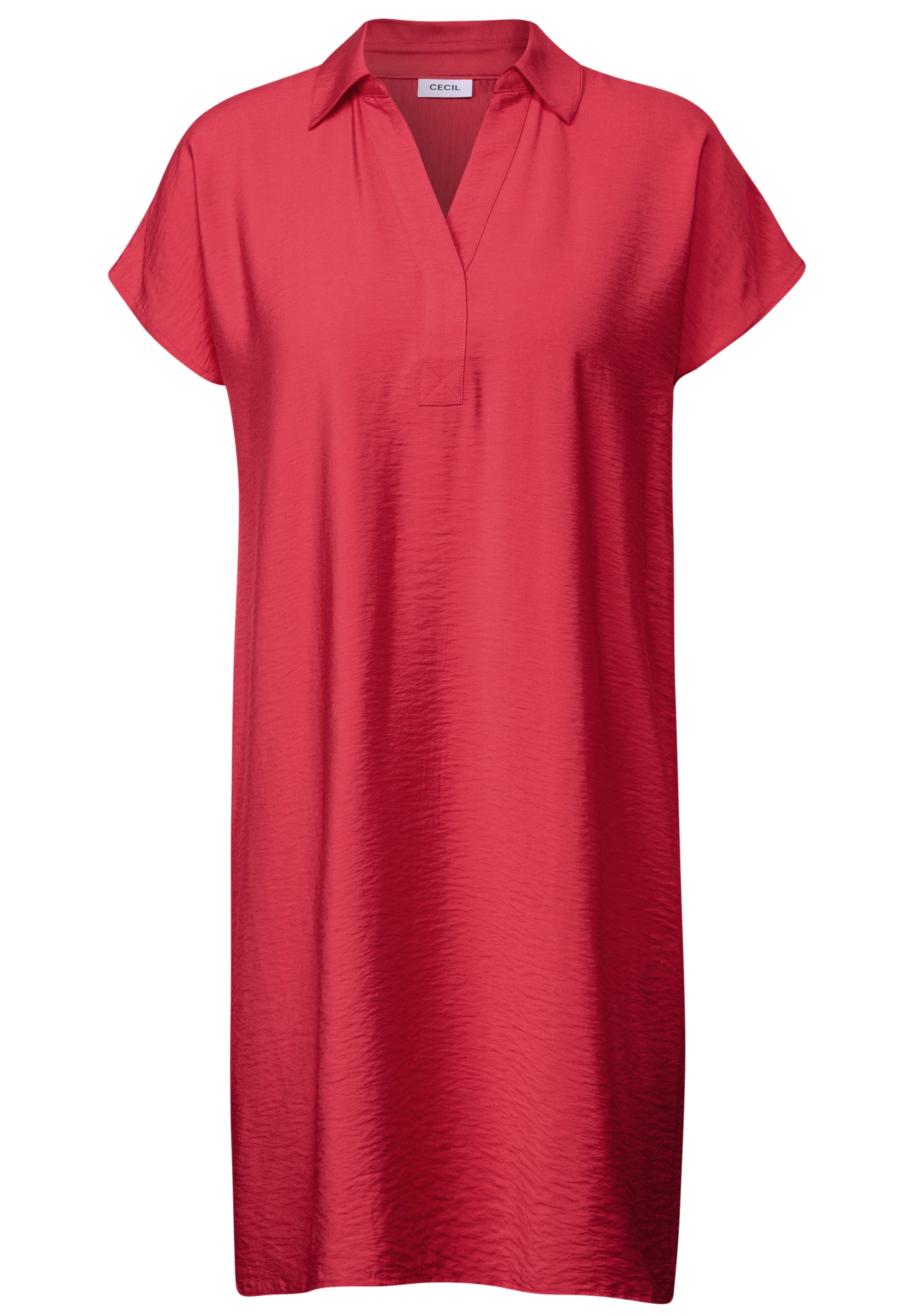 CECIL Strukturkleid Damen Sommerliches Hemdkragen Capsleeve