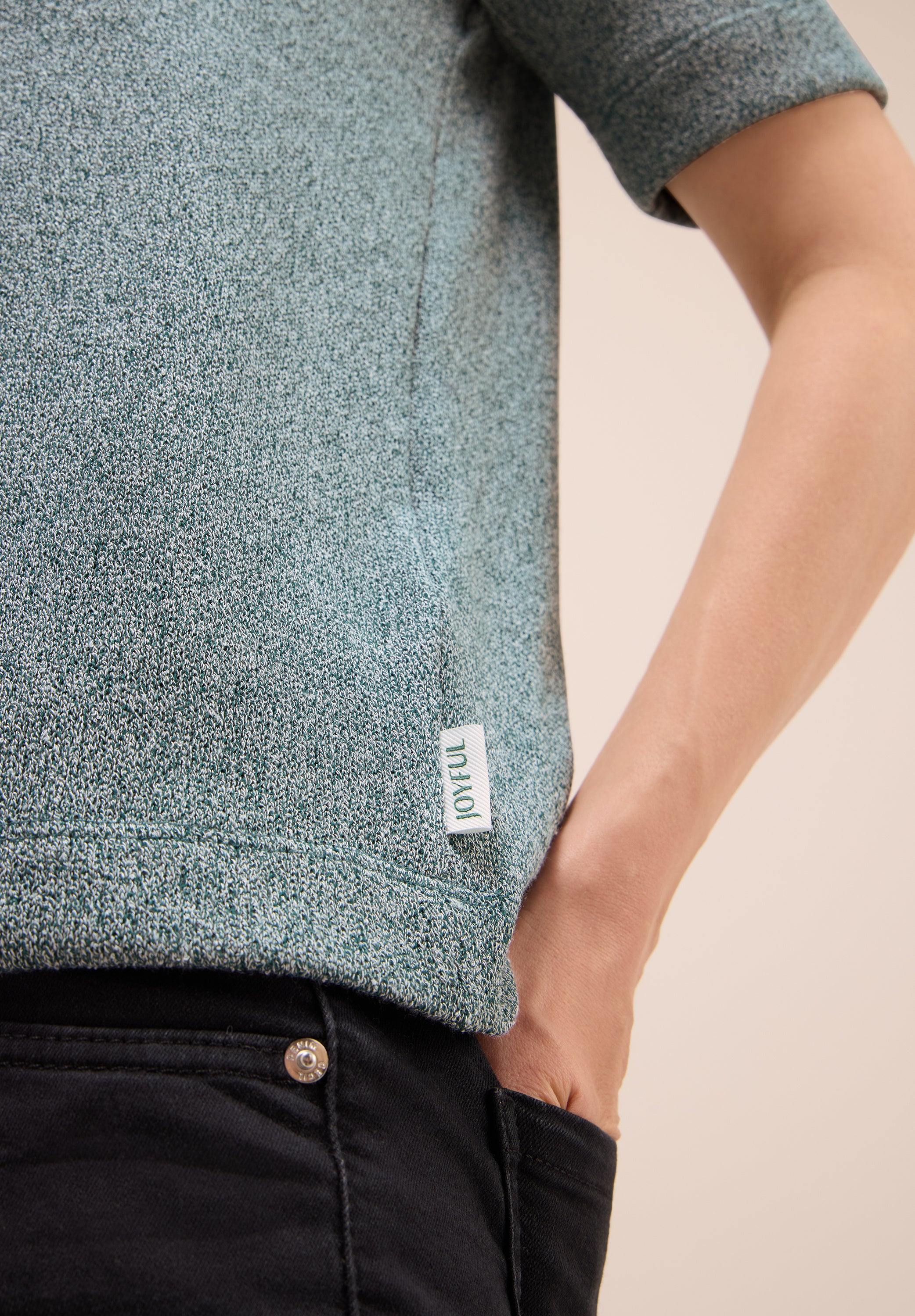 Leichtes Damen Strick-Look T-Shirt Grün