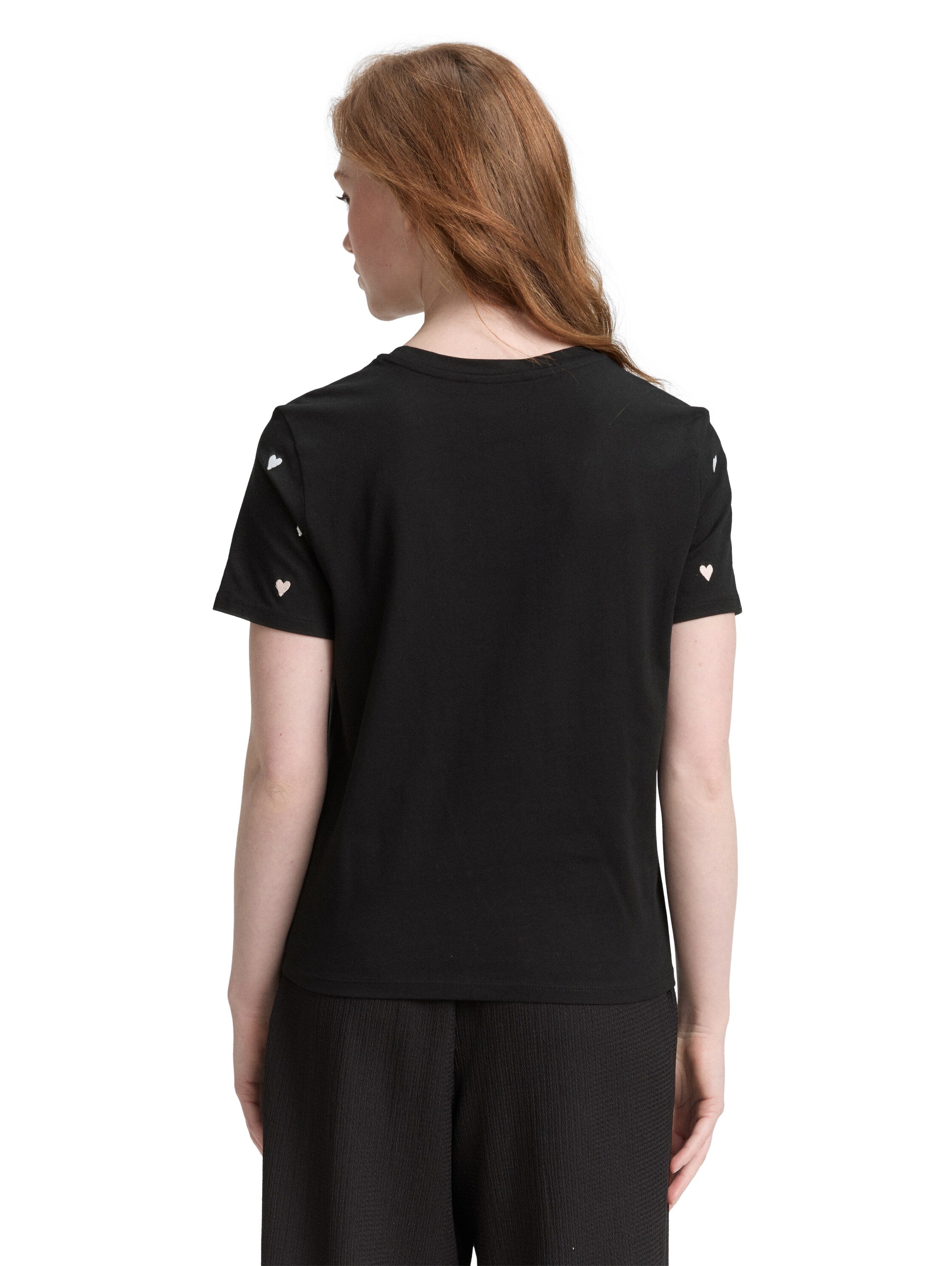 T-Shirt mit Herz-Stickerei