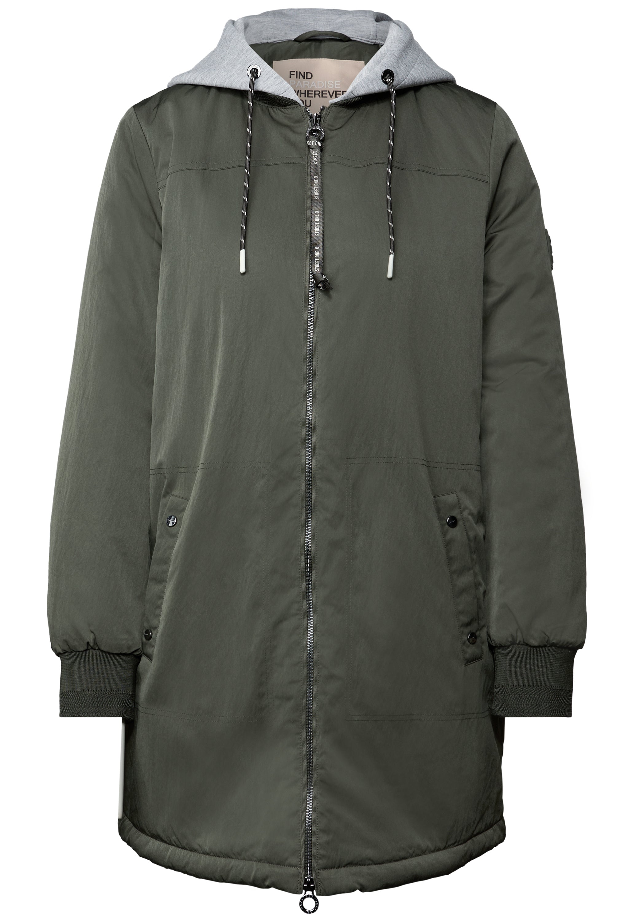 Langer Blouson mit Kapuze