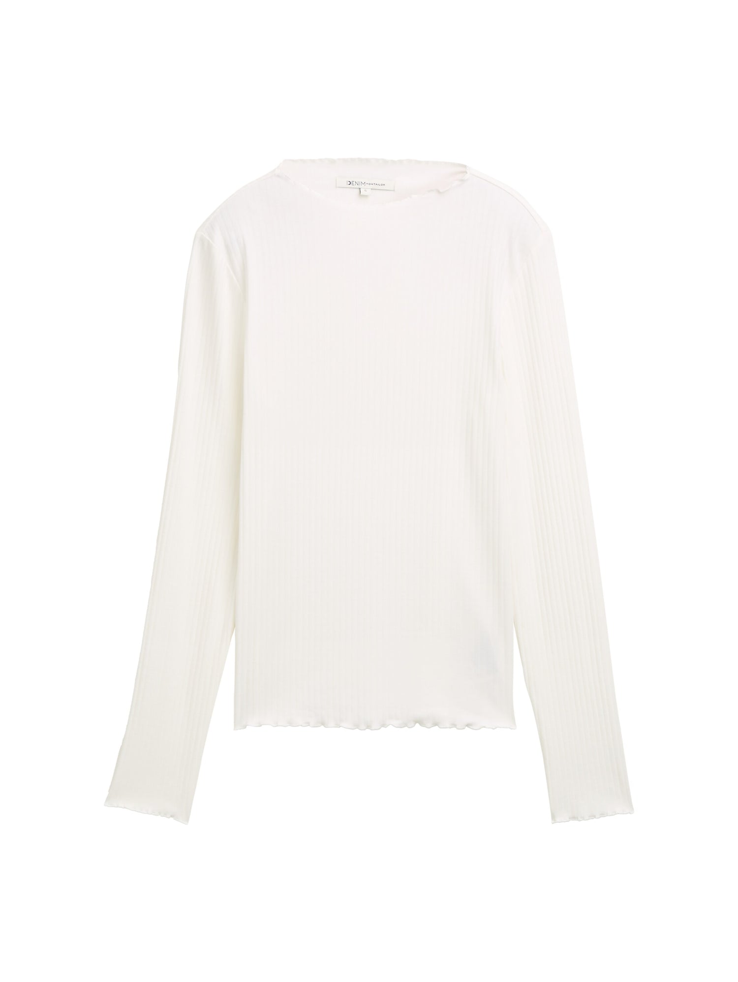 Ripp Langarmshirt mit Stehkragen