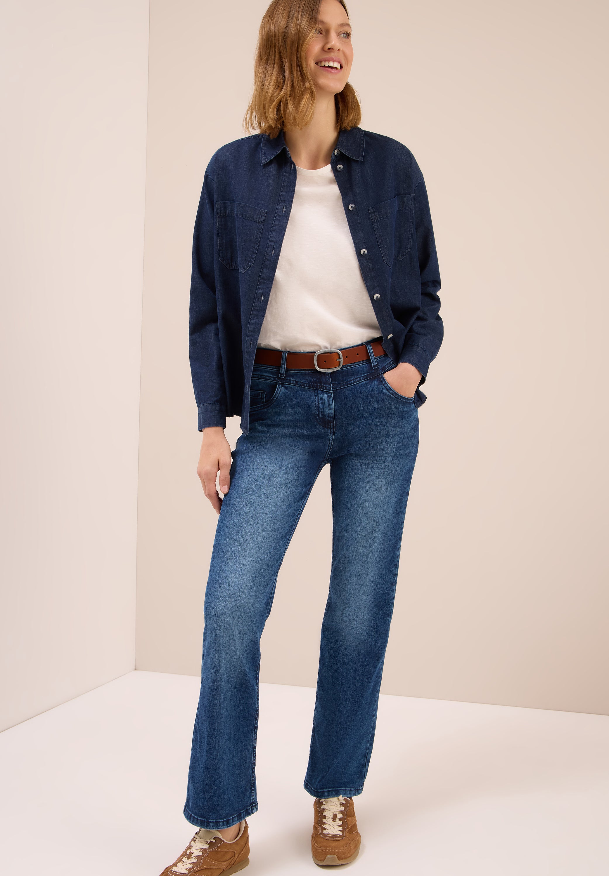 CECIL Damen Ledergürtel Silberfarbene Schnalle