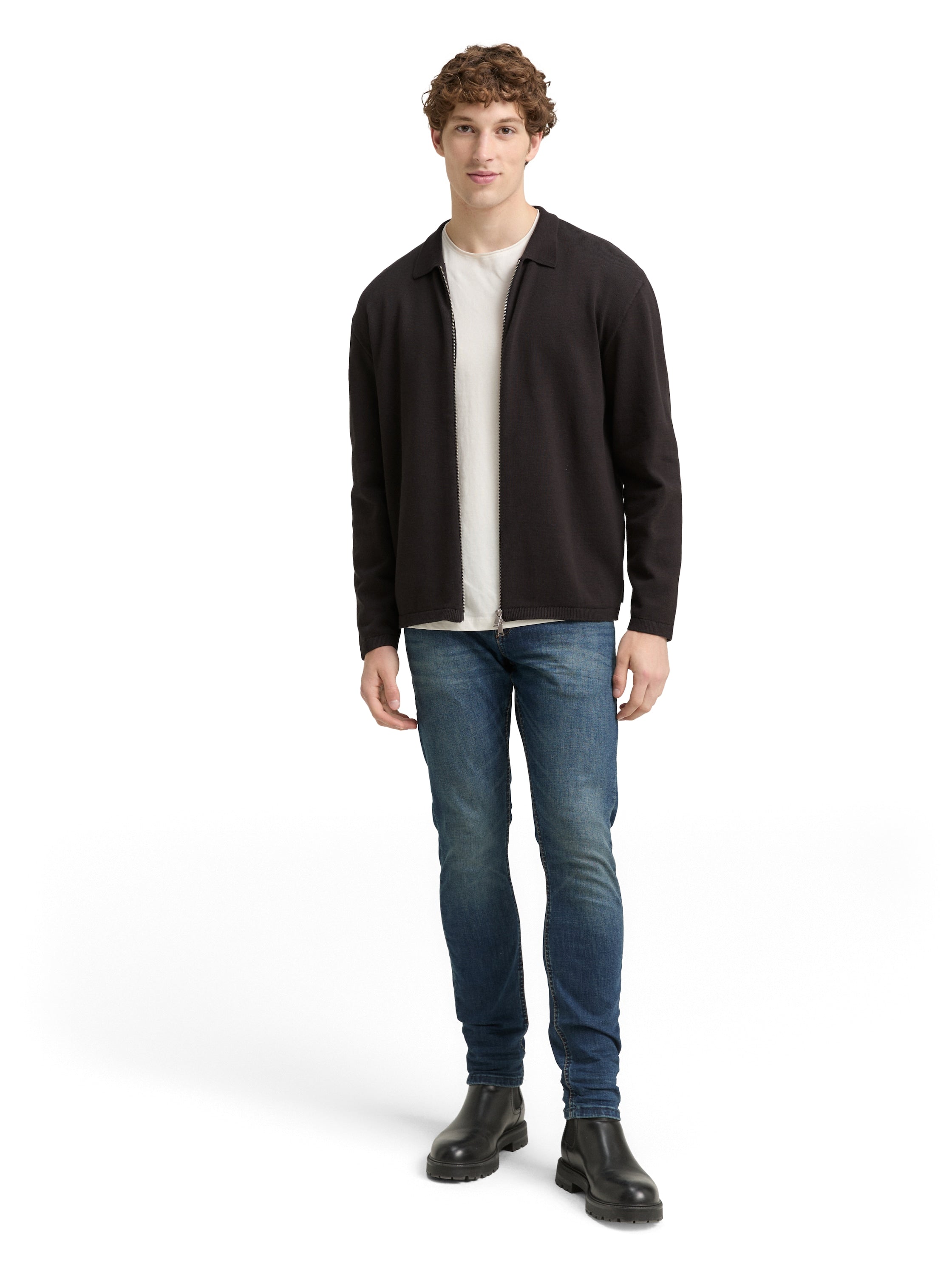 Relaxed Fit Strickjacke mit Reißverschluss