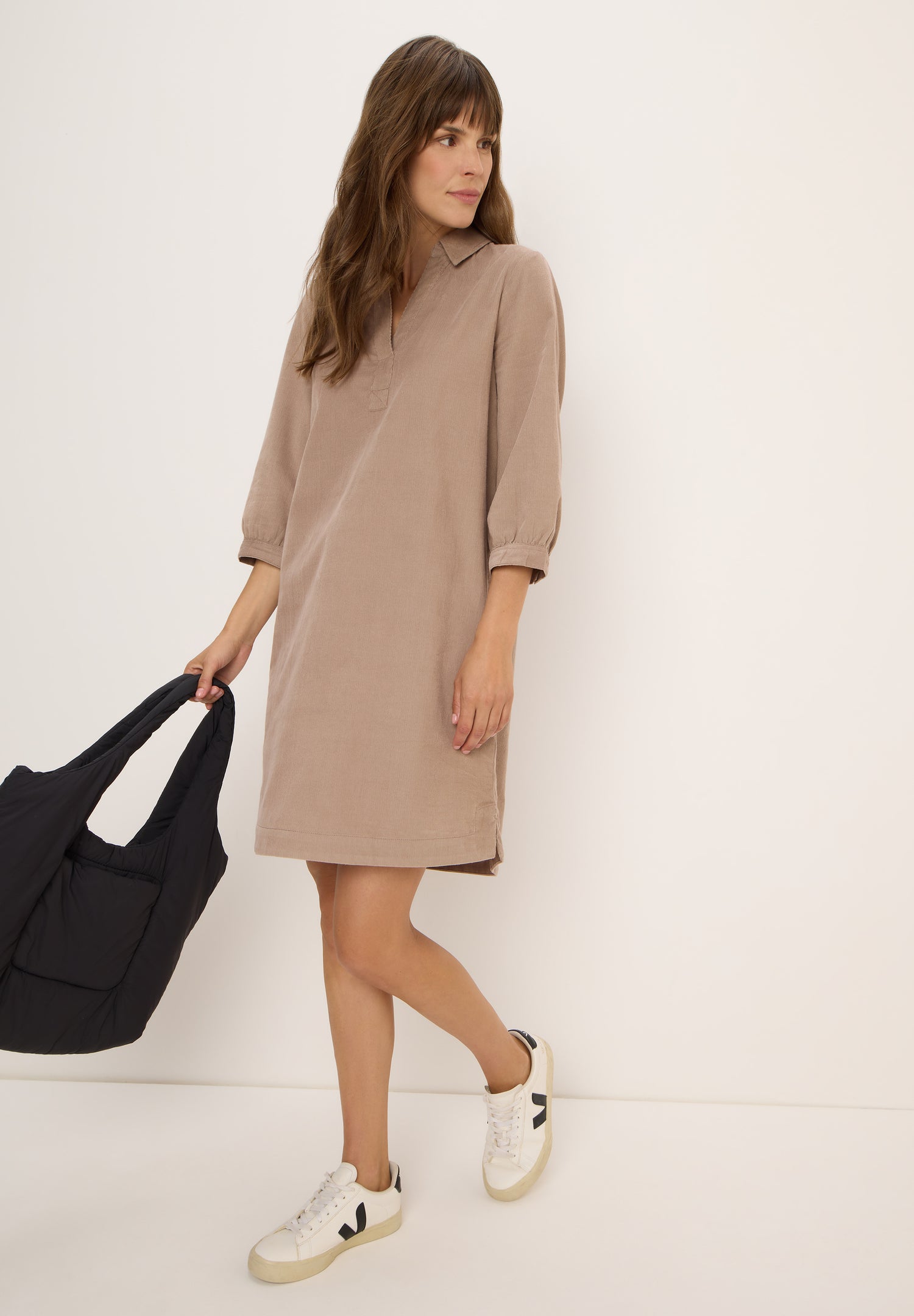 Cordkleid in Unifarbe