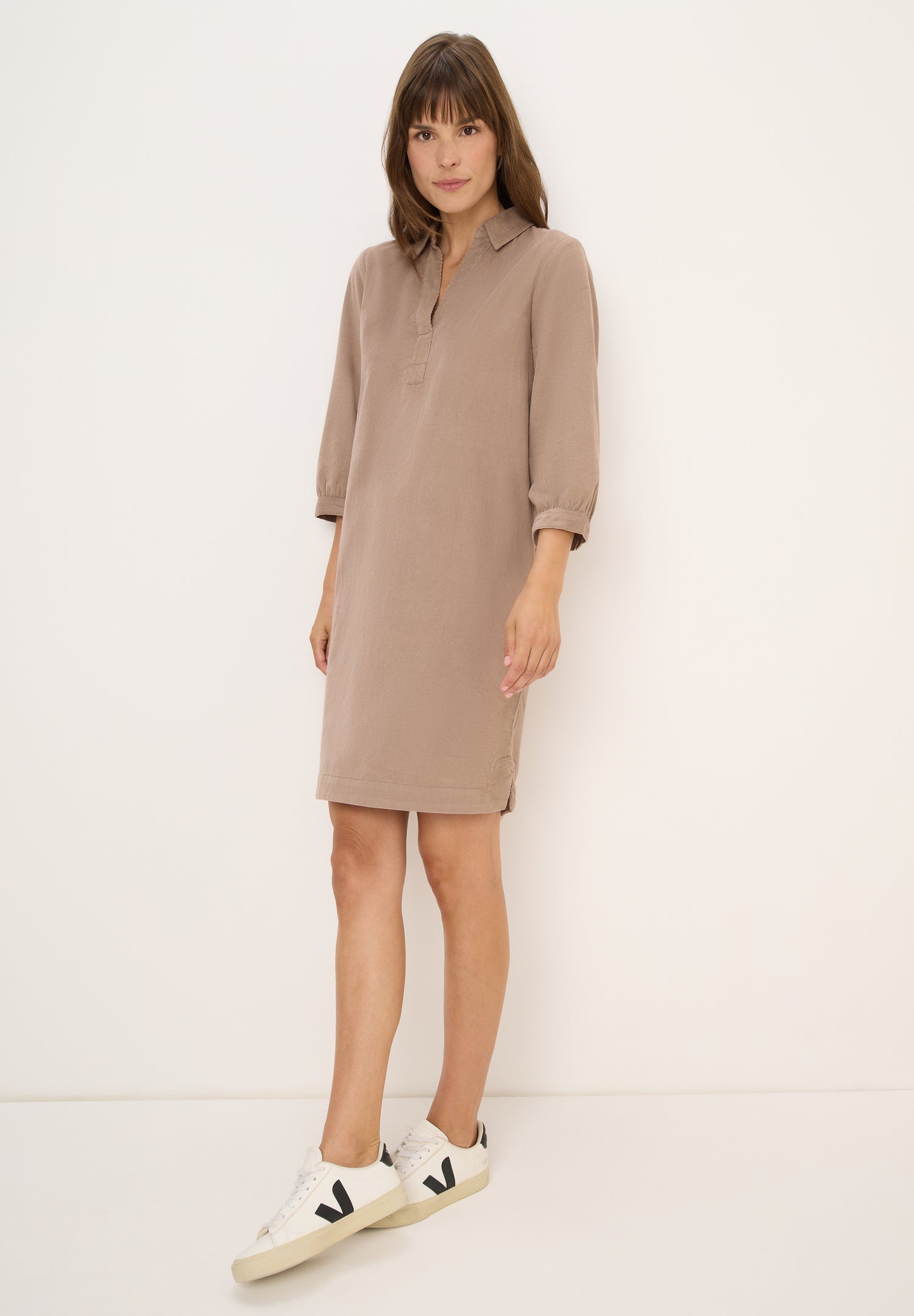 Cordkleid in Unifarbe