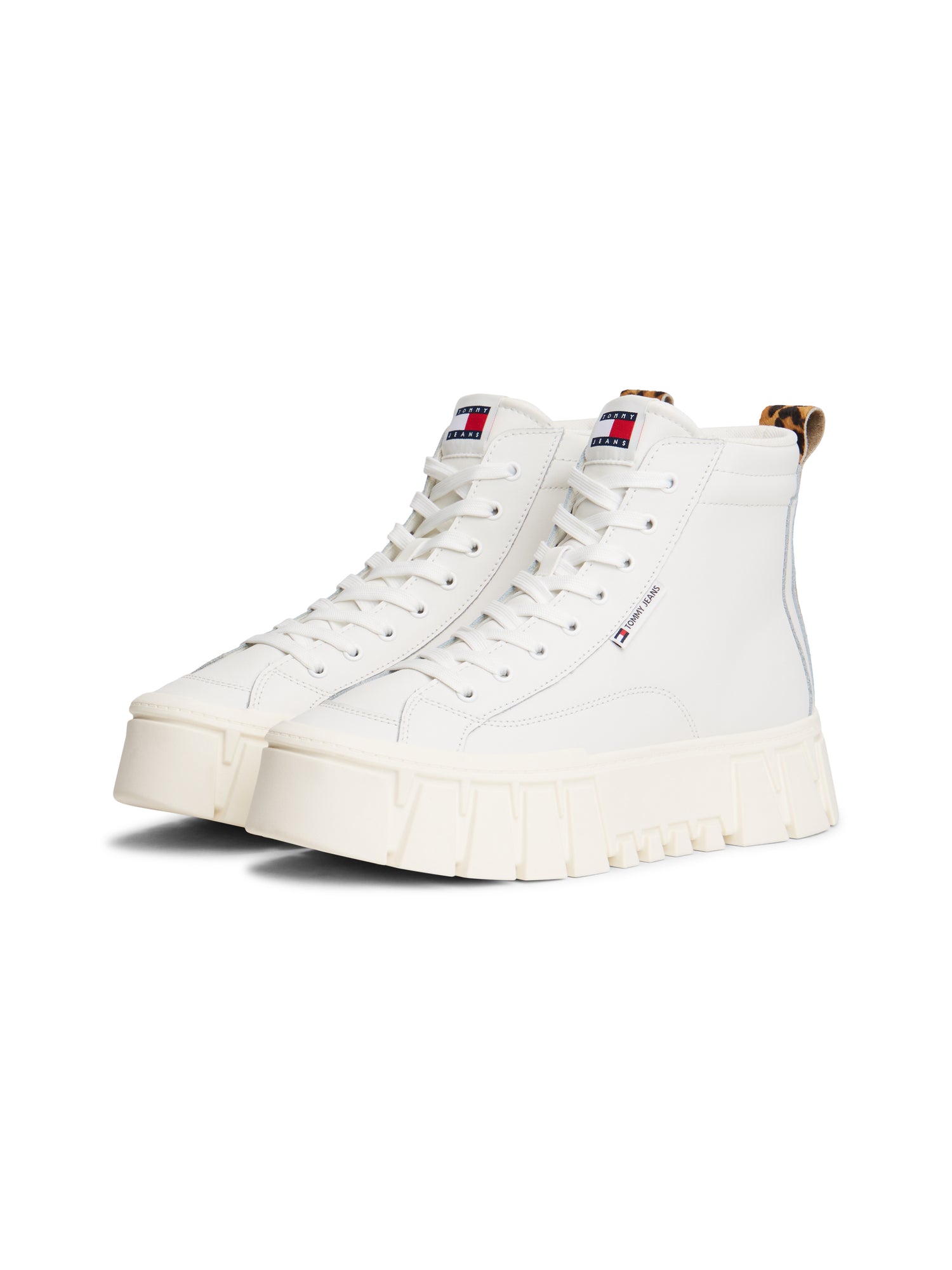 Tommy Jeans Damen Sneaker Flatform – vulkanisierte Plateausohle – Leopard Muster