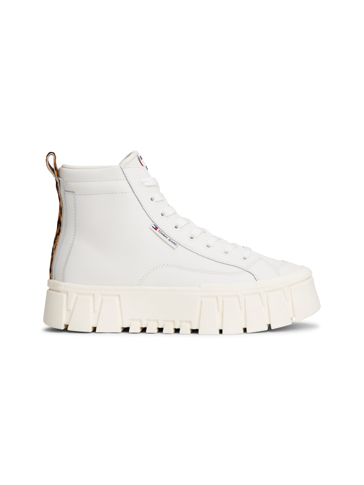 Tommy Jeans Damen Sneaker Flatform – vulkanisierte Plateausohle – Leopard Muster