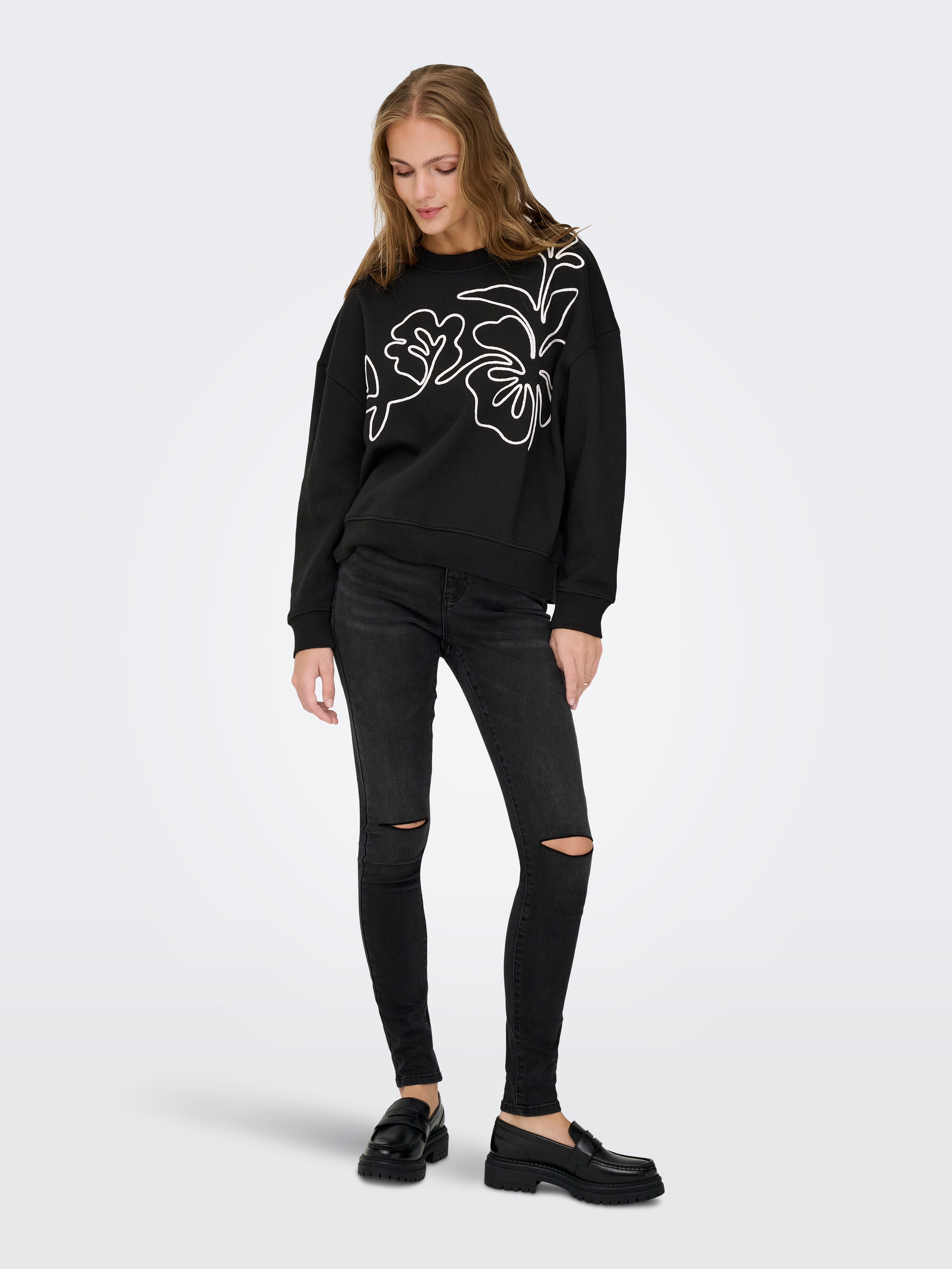 JDYCANOA L/S EMB SWEAT JRS NOOS