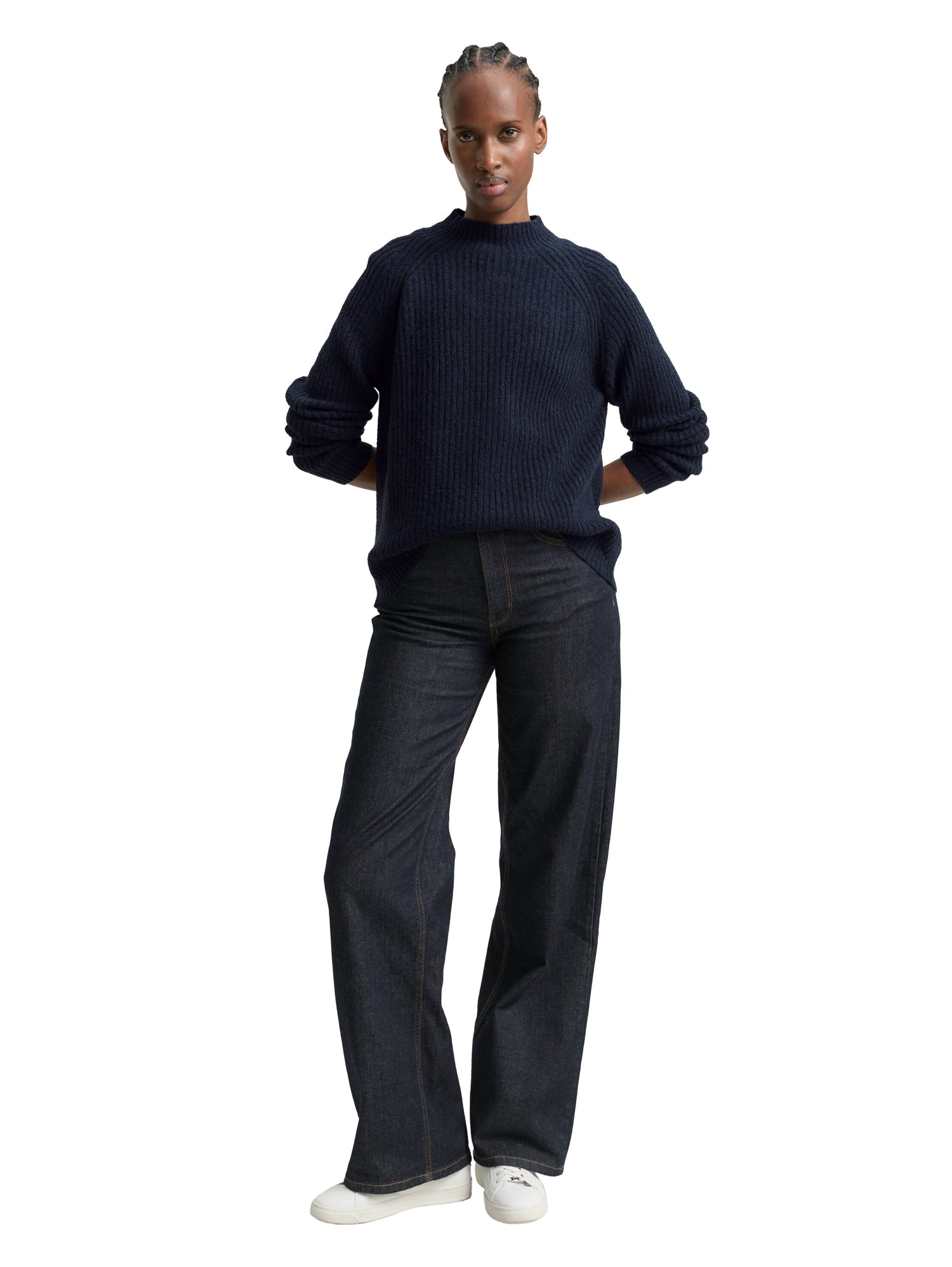 Relaxed Fit Strickpullover mit Stehkragen