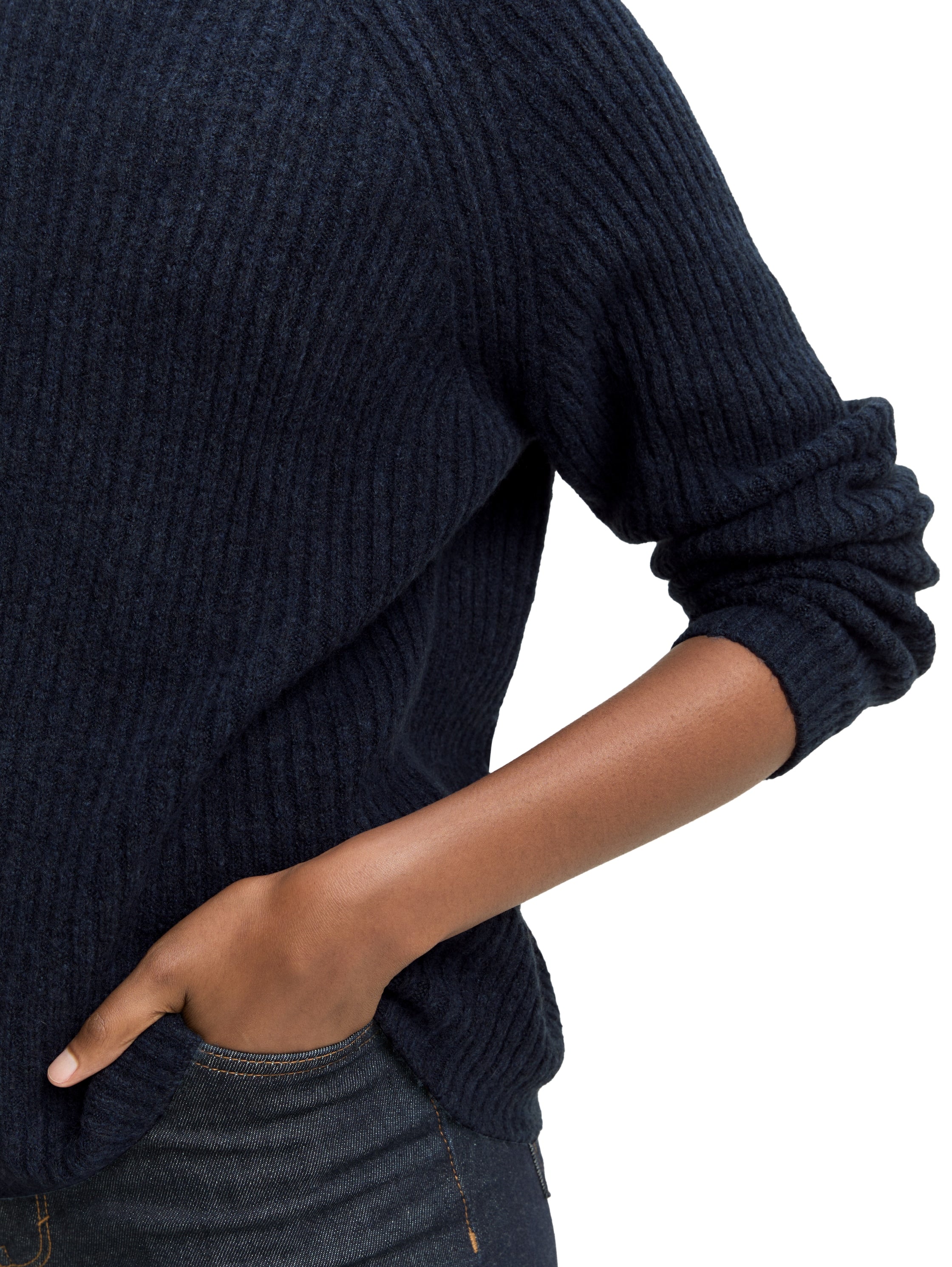 Relaxed Fit Strickpullover mit Stehkragen