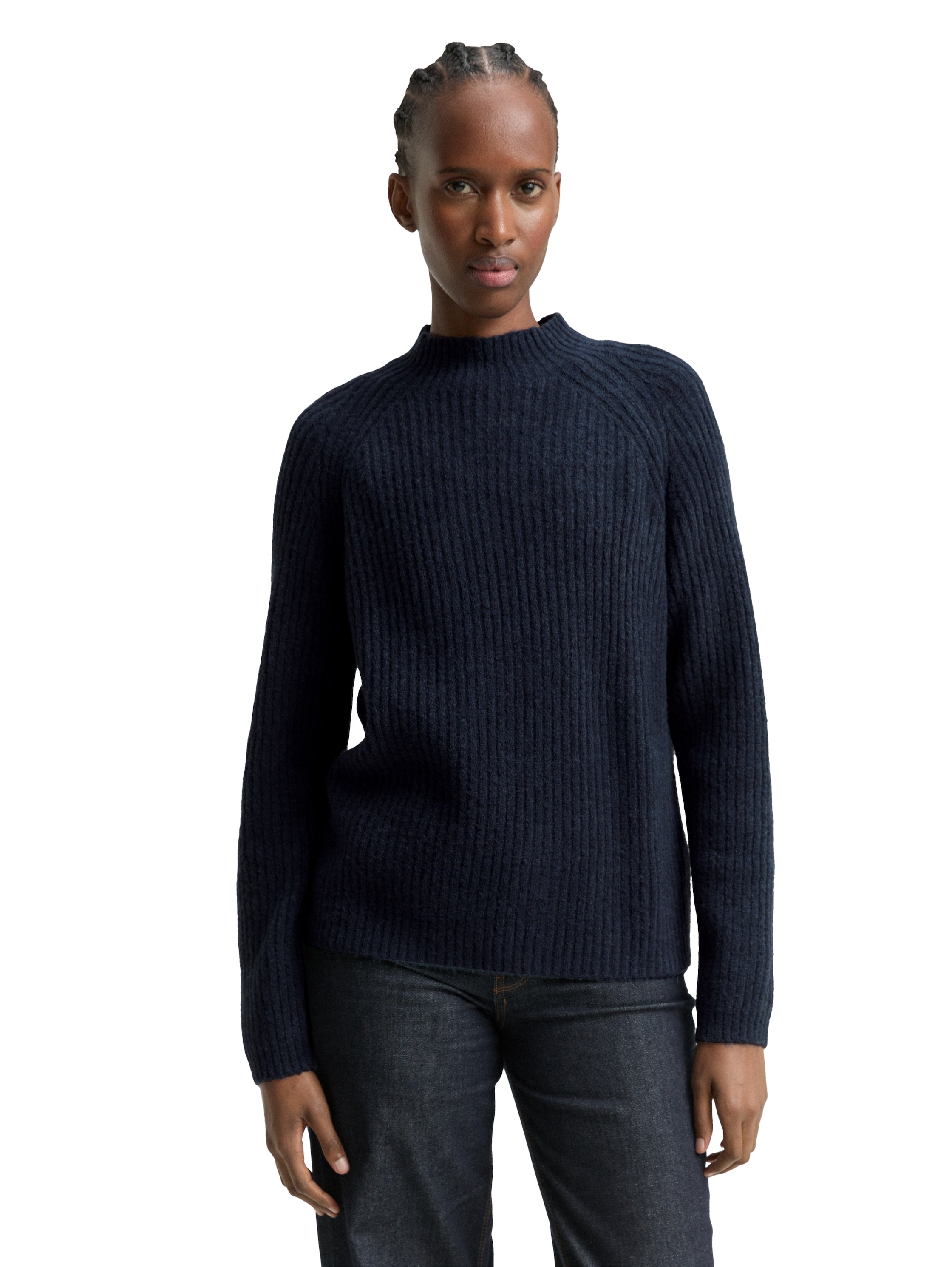 Relaxed Fit Strickpullover mit Stehkragen