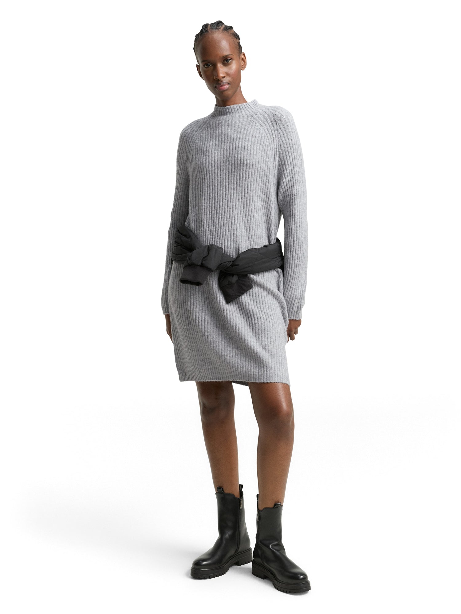 Midi-Strickkleid mit Stehkragen