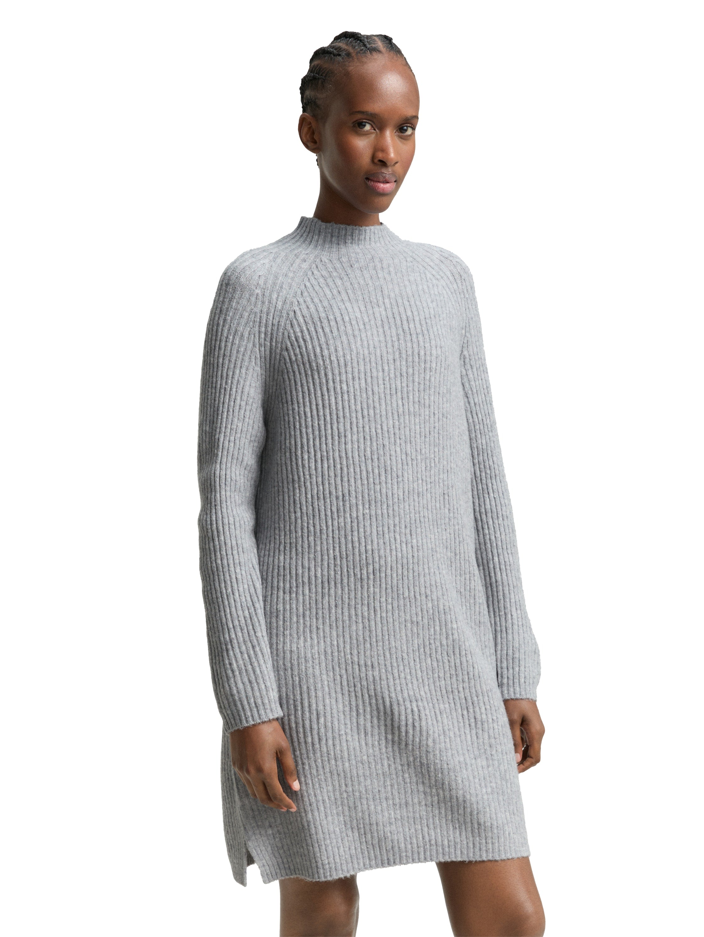 Midi-Strickkleid mit Stehkragen