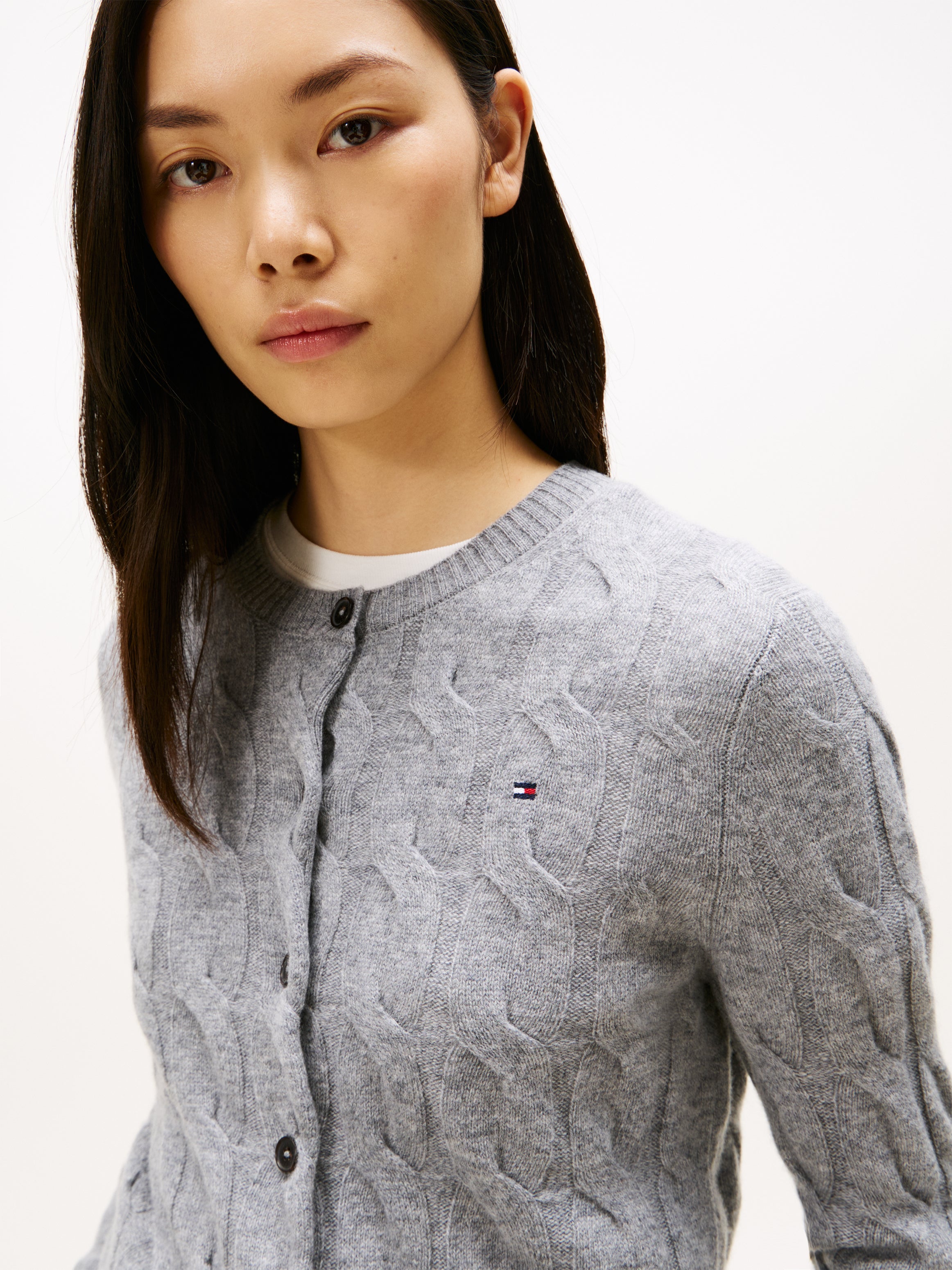 SOFT WOOL CABLE C-NK LS CARDIGAN