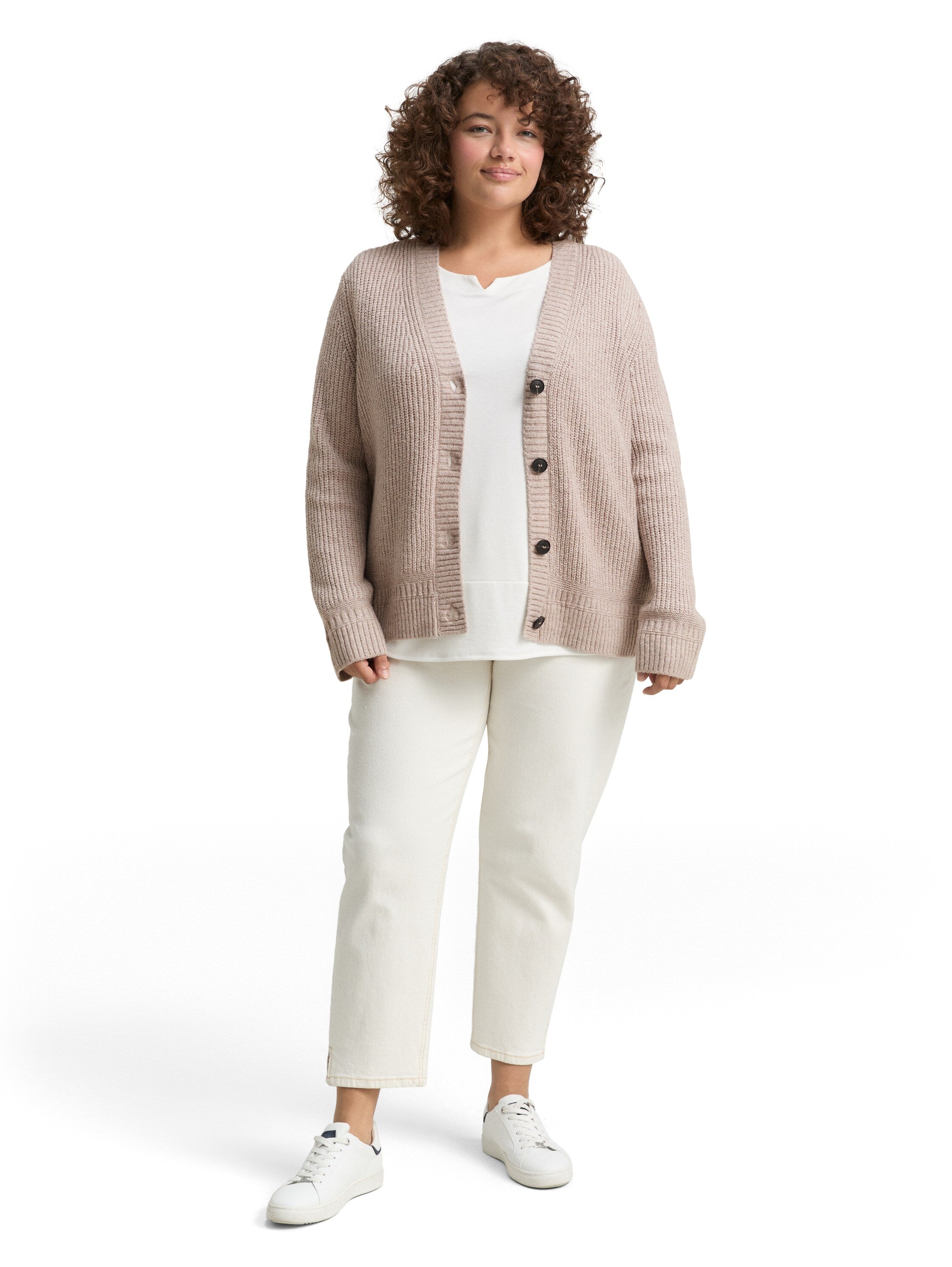 Plus Size - Ripp Cardigan mit V-Ausschnitt