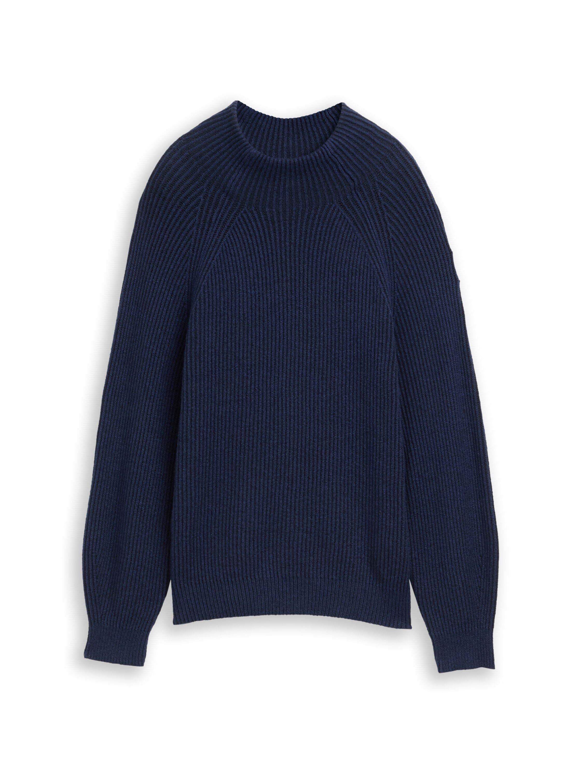 Tom Tailor Denim Female Pullover Loose Fit Stehkragen Rippstruktur Wolle