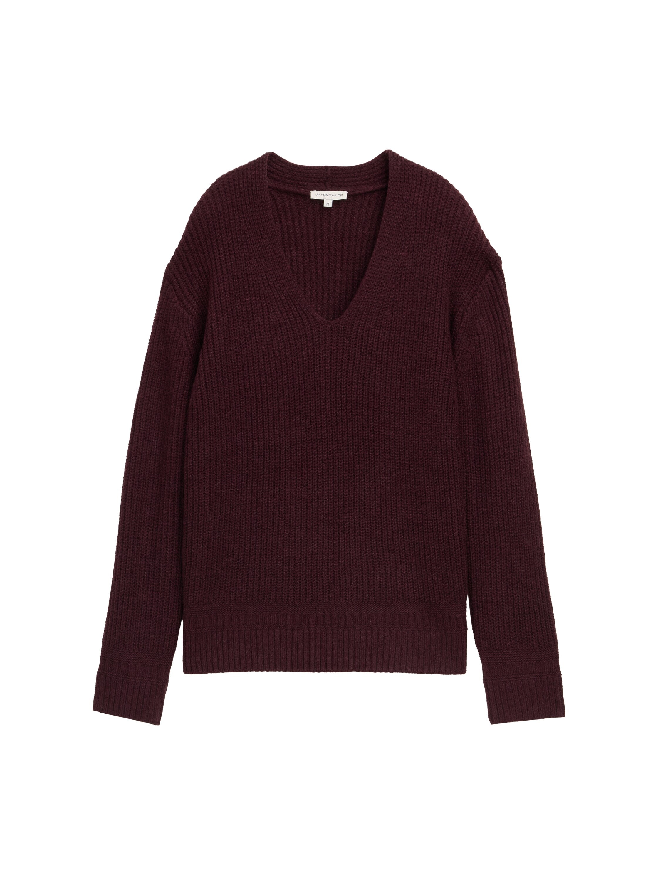 Tom Tailor Denim Female Pullover V-Ausschnitt Regular Fit Rippstruktur