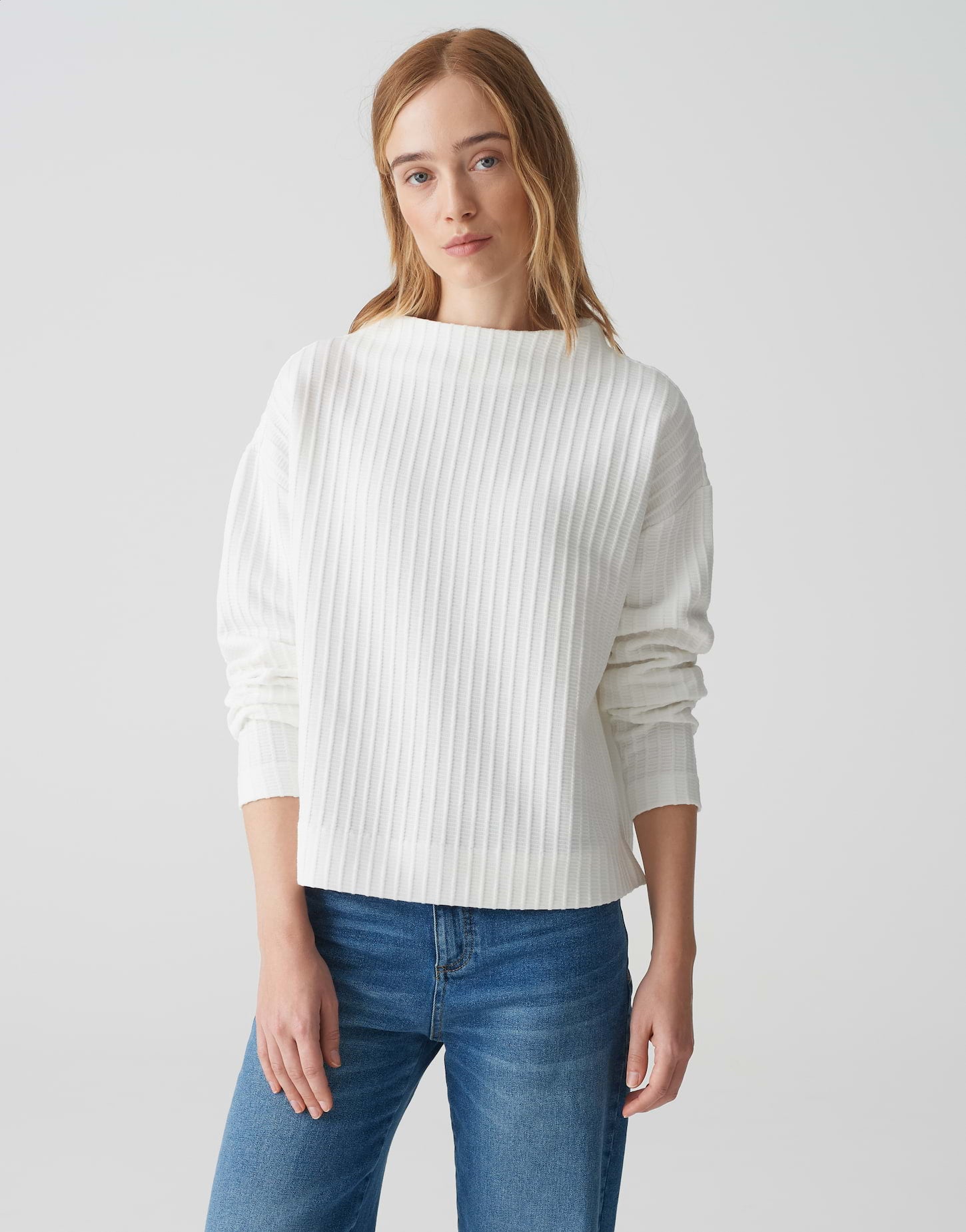 OPUS Sweatshirt Damen - Bequemes Langarmshirt mit Funnel Neck