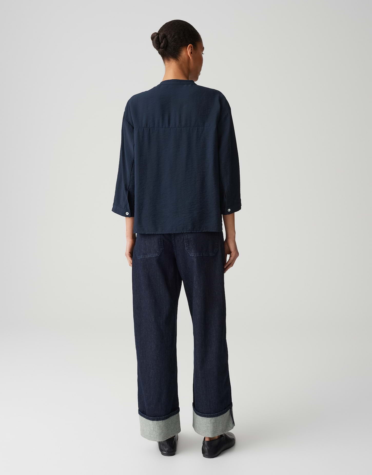 OPUS Damen Bluse weit geschnitten Crash-Optik überschnittene Schulter 3/4 Arm