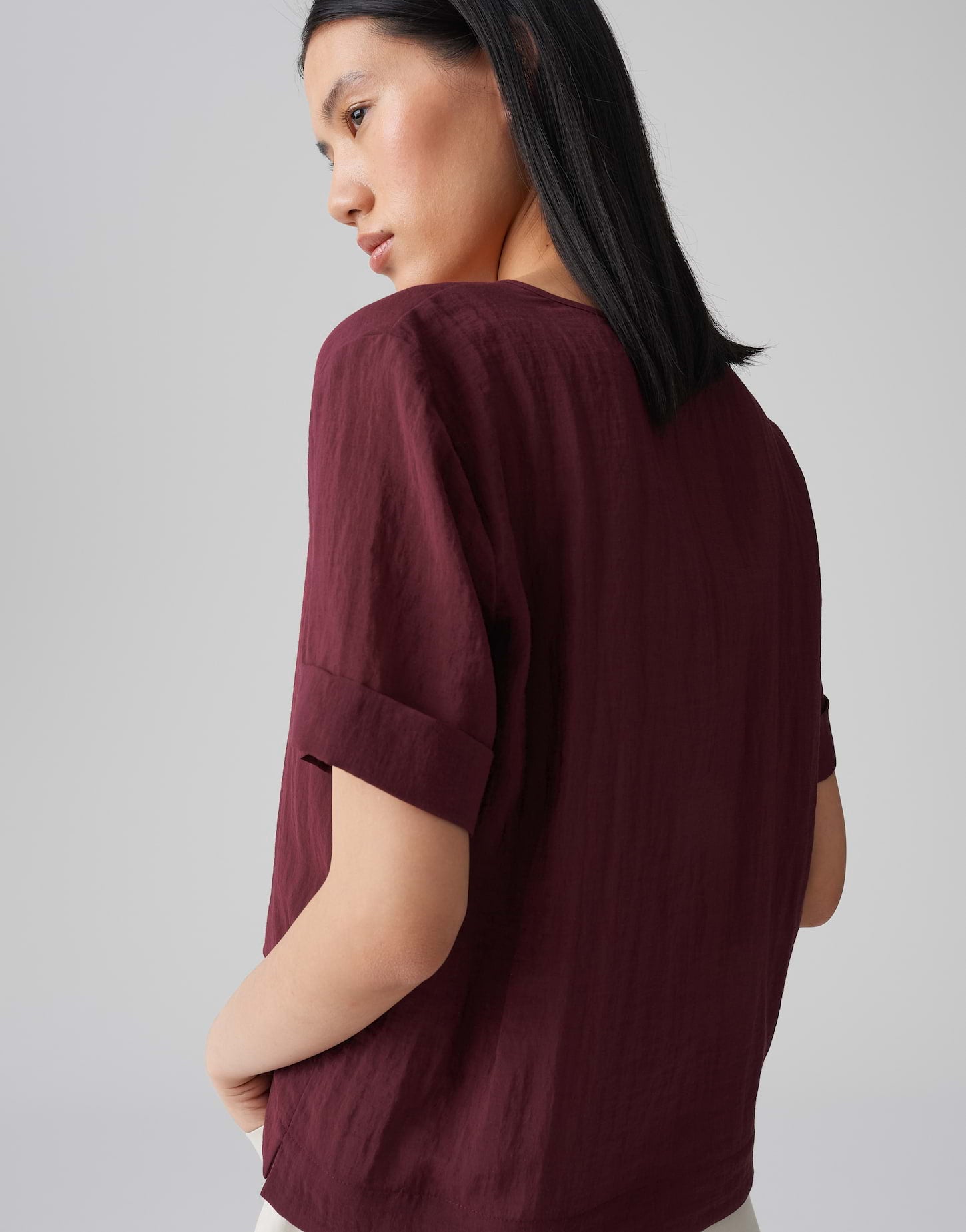 OPUS Leichte Damen Bluse V-Ausschnitt Kurzarm