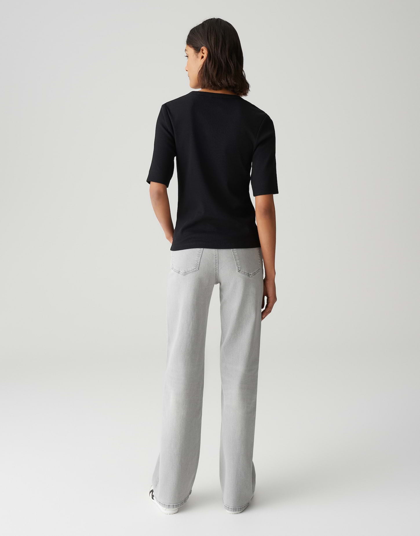 OPUS Damen T-Shirt Halbarm Slim Fit BCI Cotton Mix Rippstruktur