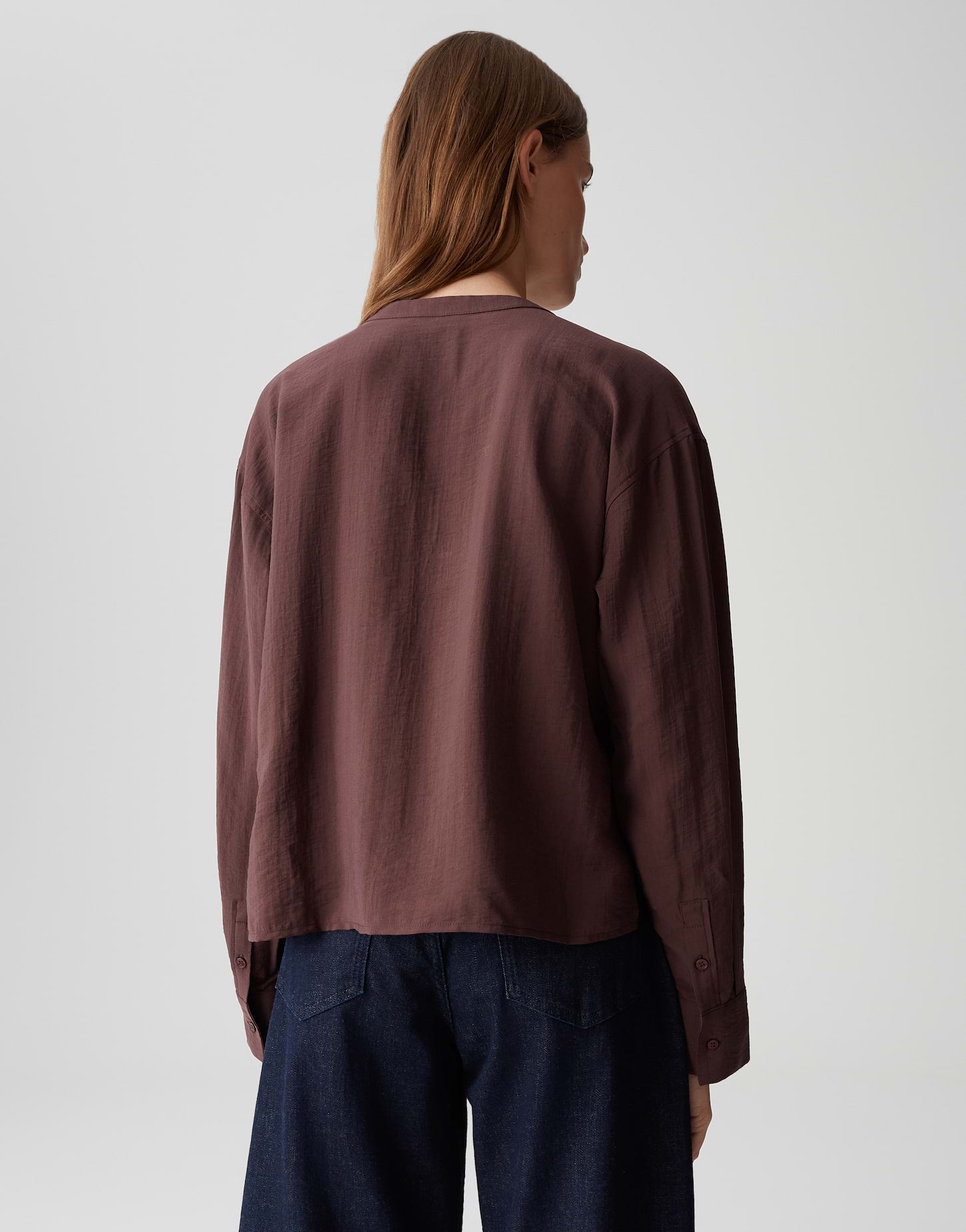 OPUS Lockeres Damen Langarmshirt mit V-Ausschnitt und Crash Optik