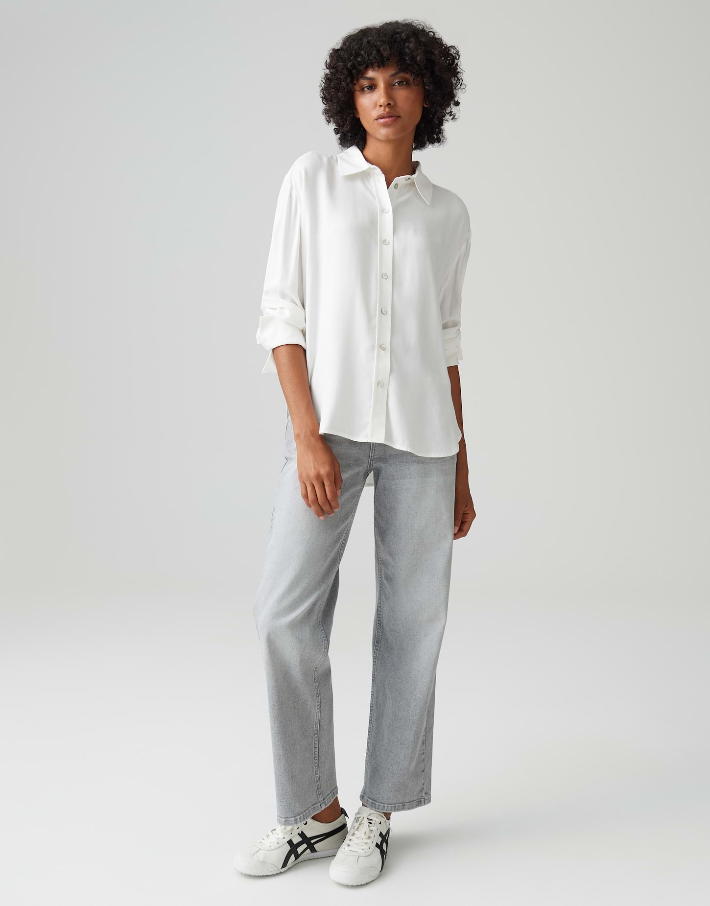 OPUS Hemdbluse Damen Langarm Webware Faltendetail Viskose