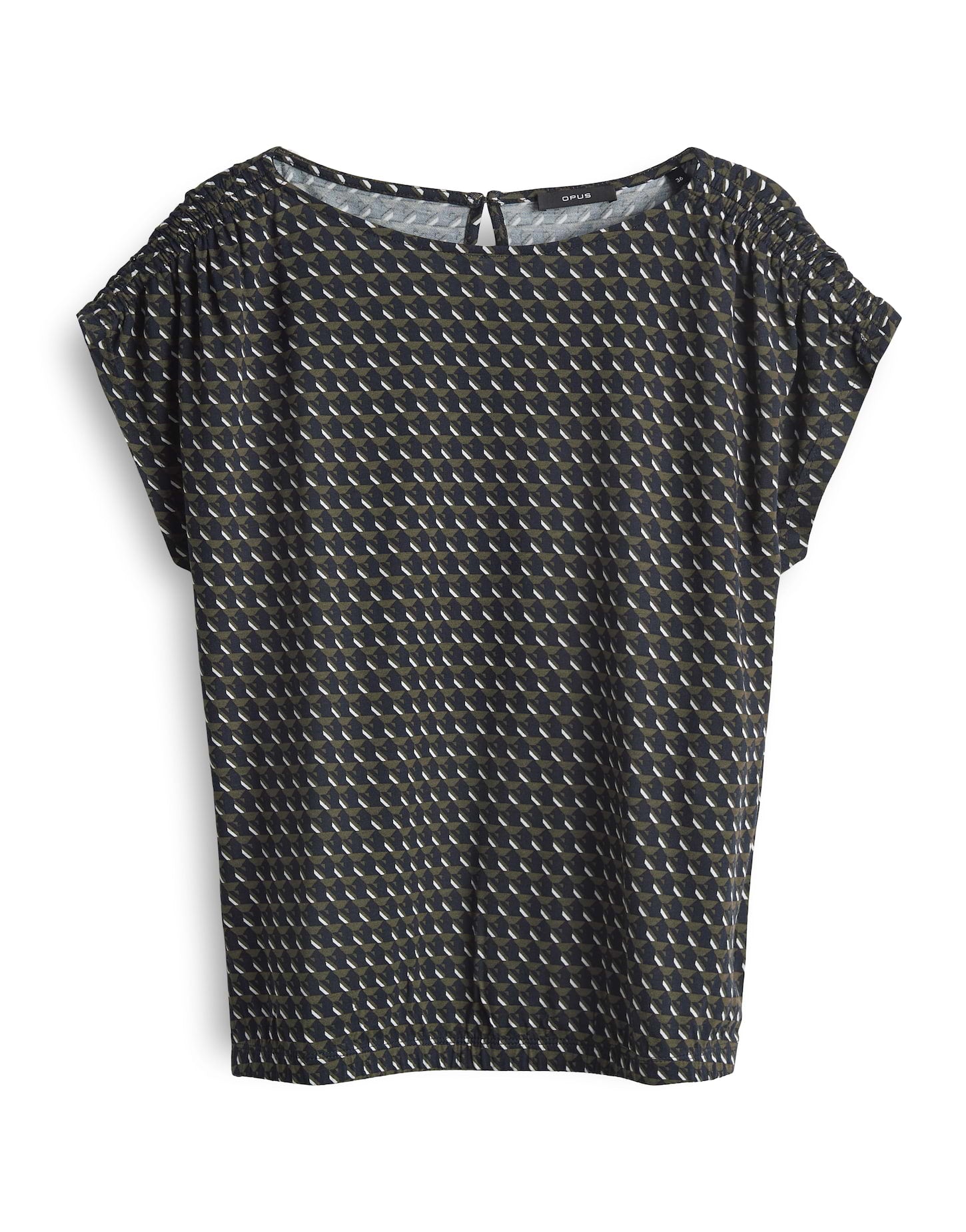 OPUS Lockeres Damen T-Shirt mit U-Boot-Ausschnitt und Raffdetail