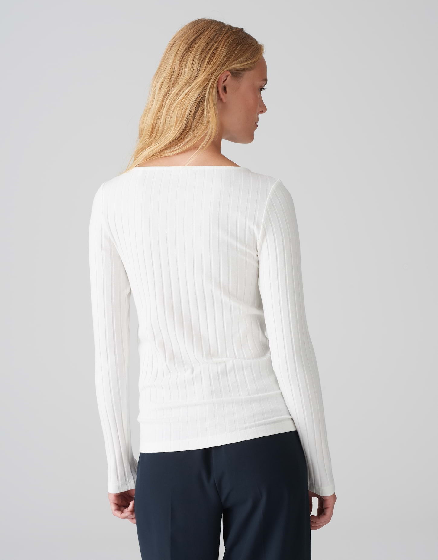 OPUS Langarmshirt Damen schmal geschnitten U-Boot-Ausschnitt Baumwoll Mix