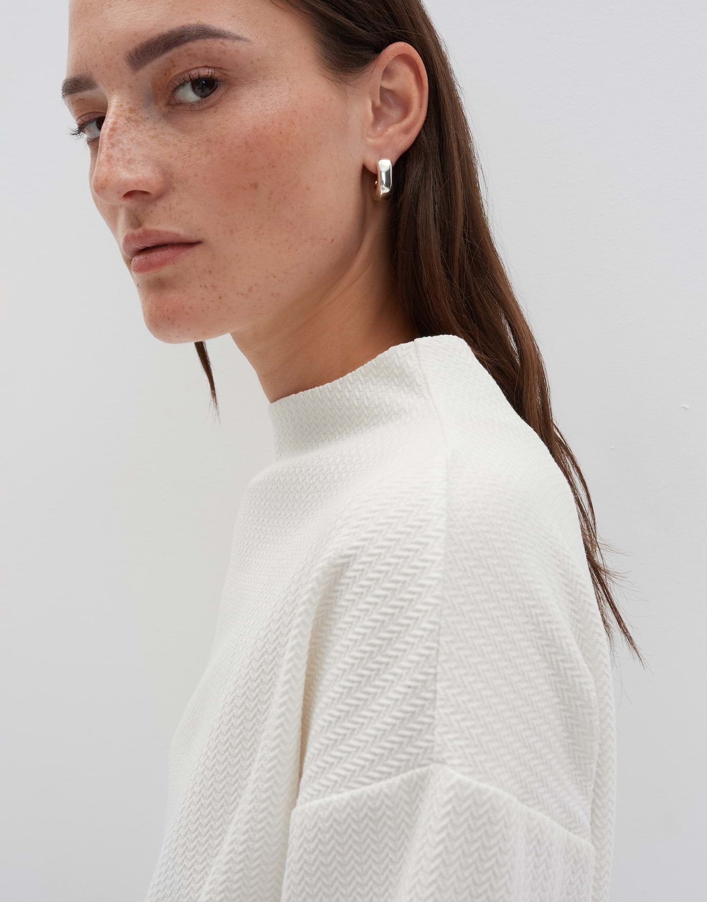 Funnel Neck Damen Pullover Oversized Jersey