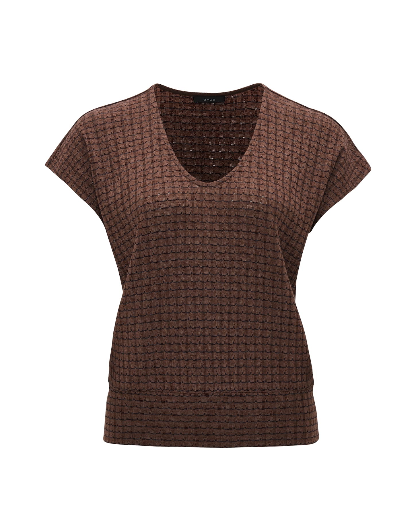 OPUS Strickshirt Damen Lockere Passform Kurzarm V-Ausschnitt