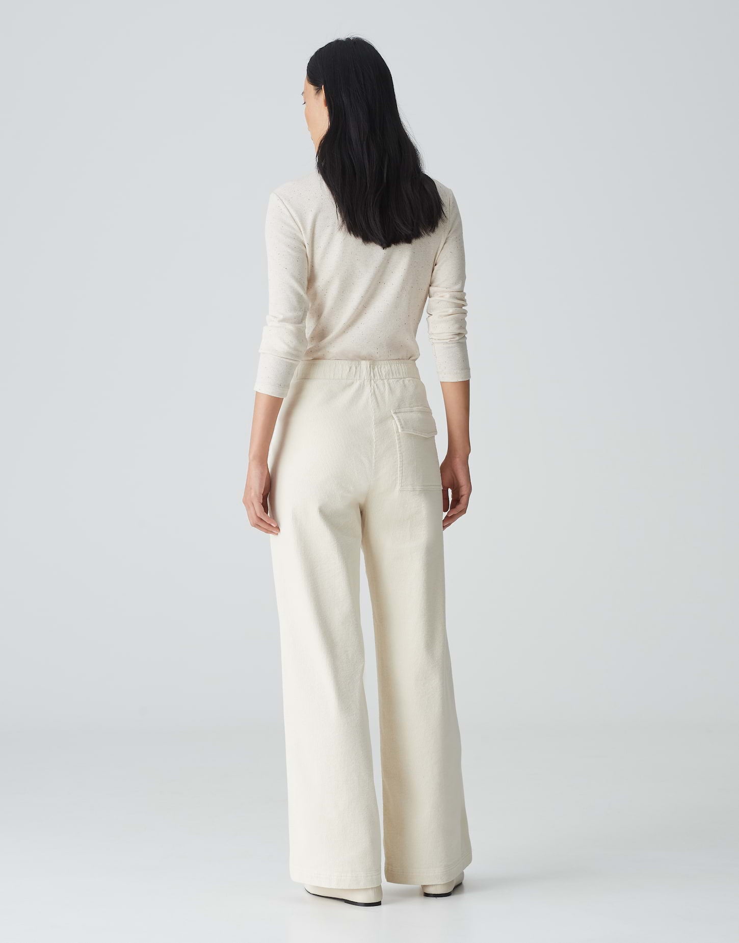 OPUS Wide Leg Cordhose Damen Hoher Bund Elastisch