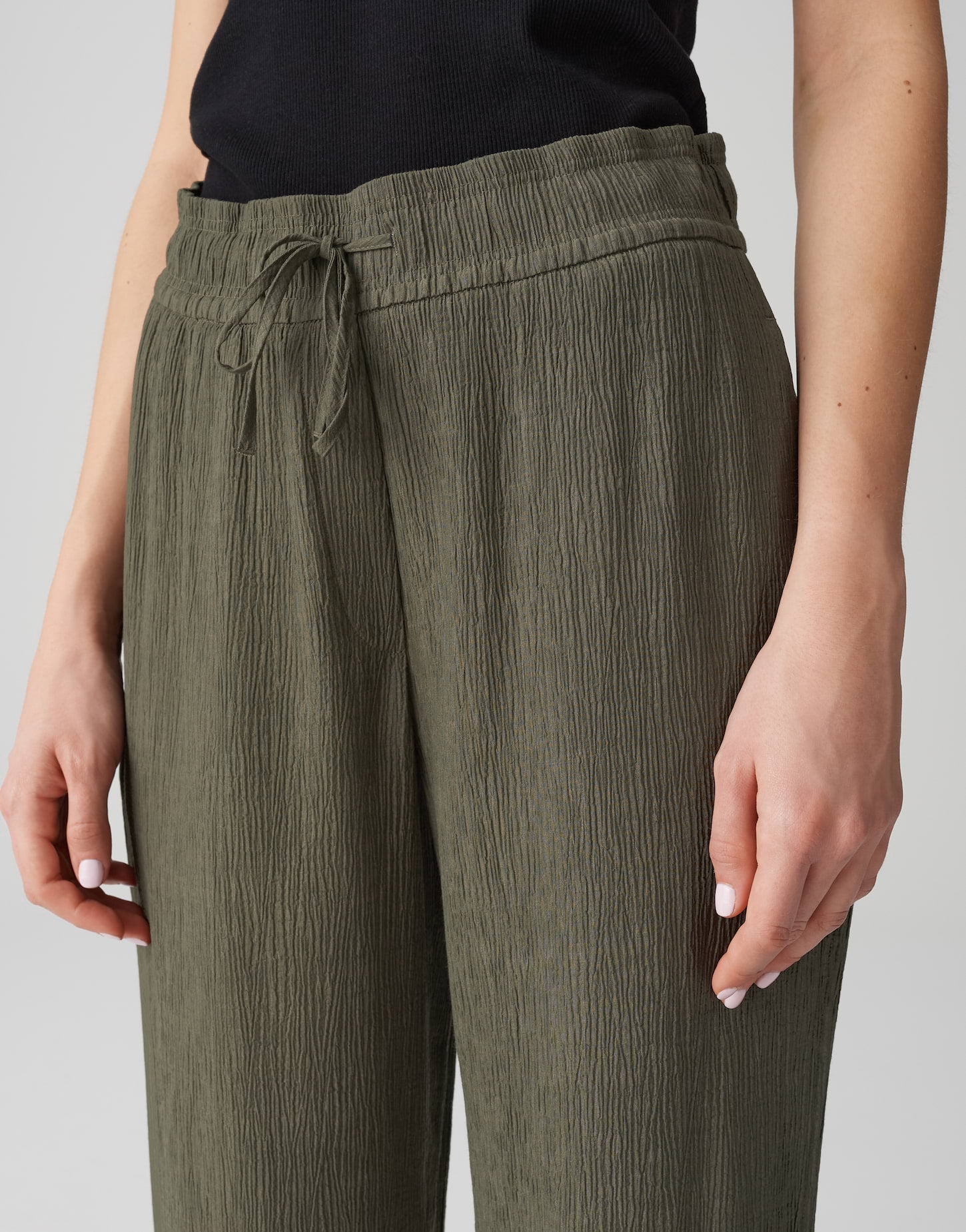 OPUS Crinkle Webware Hose Damen Straight Fit Elastisch