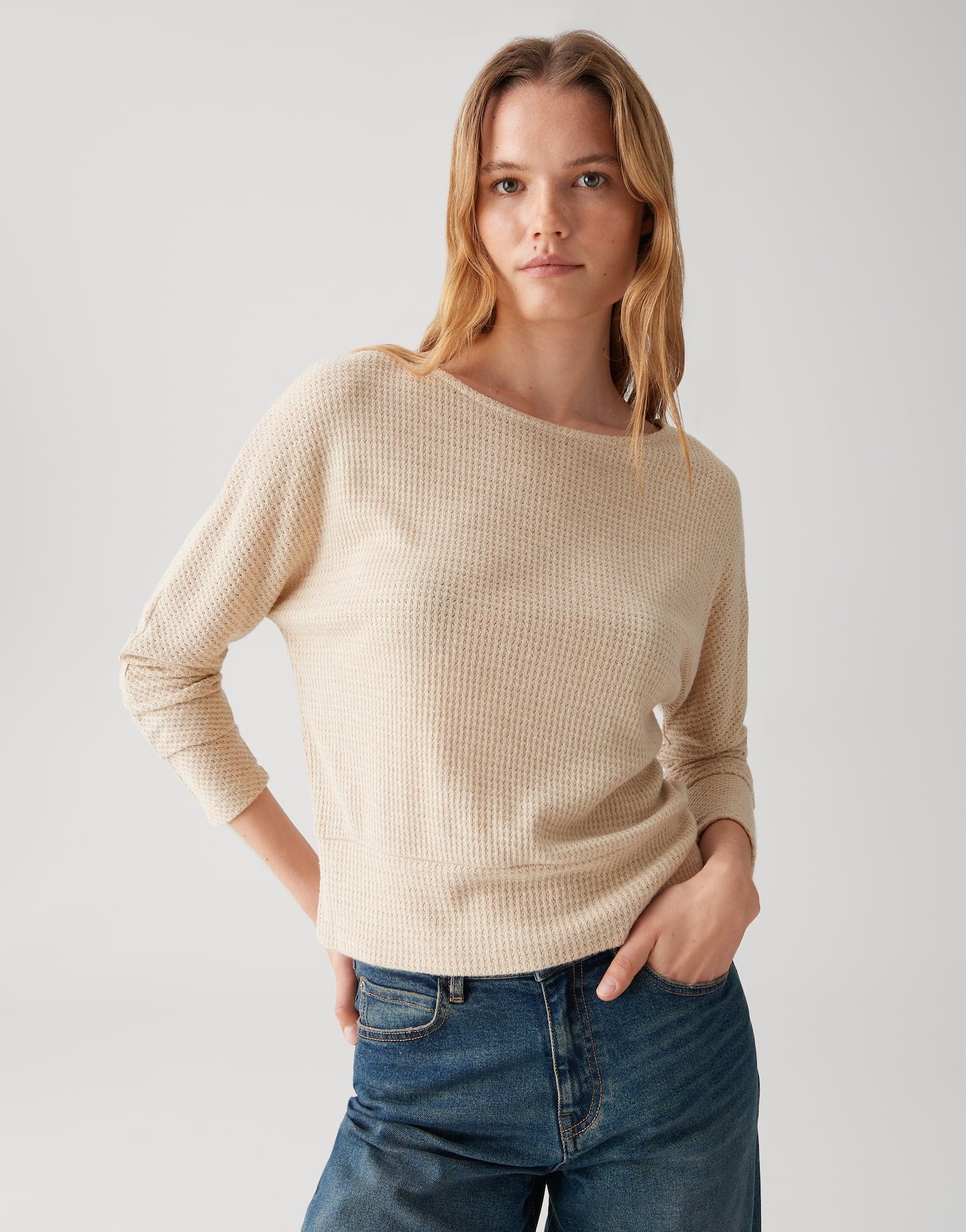 OPUS Damen Langarmshirt U-Boot-Ausschnitt Jersey elastisch