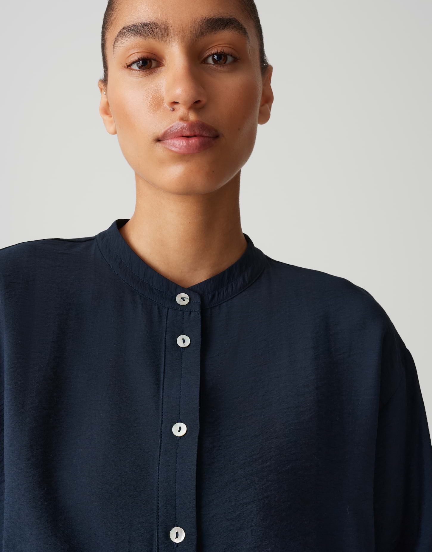 OPUS Damen Bluse weit geschnitten Crash-Optik überschnittene Schulter 3/4 Arm