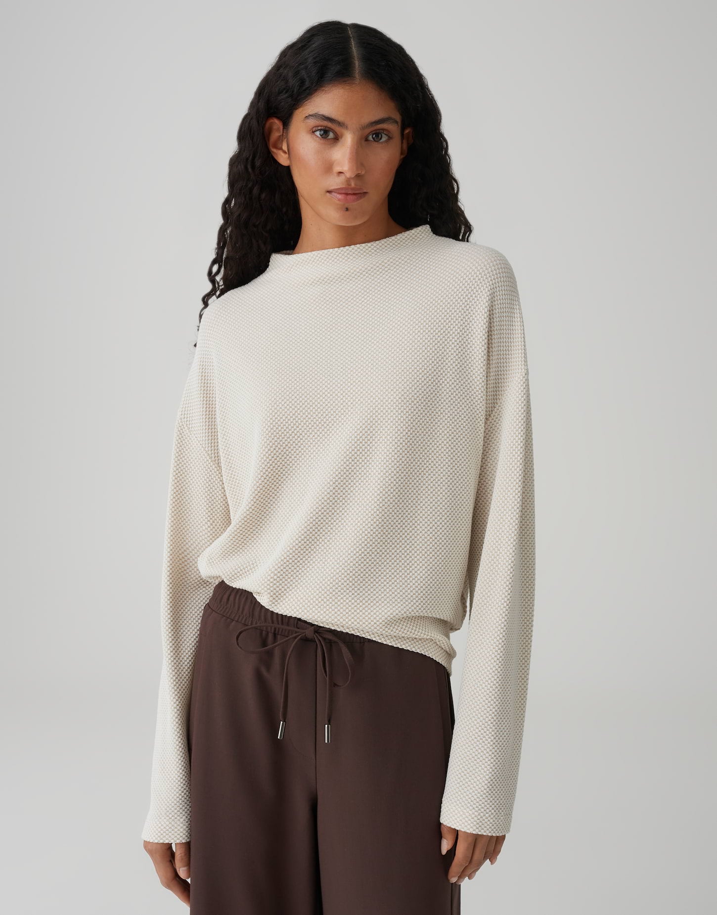 OPUS Vera Damen Jersey Pullover Funnel Neck 3D Struktur