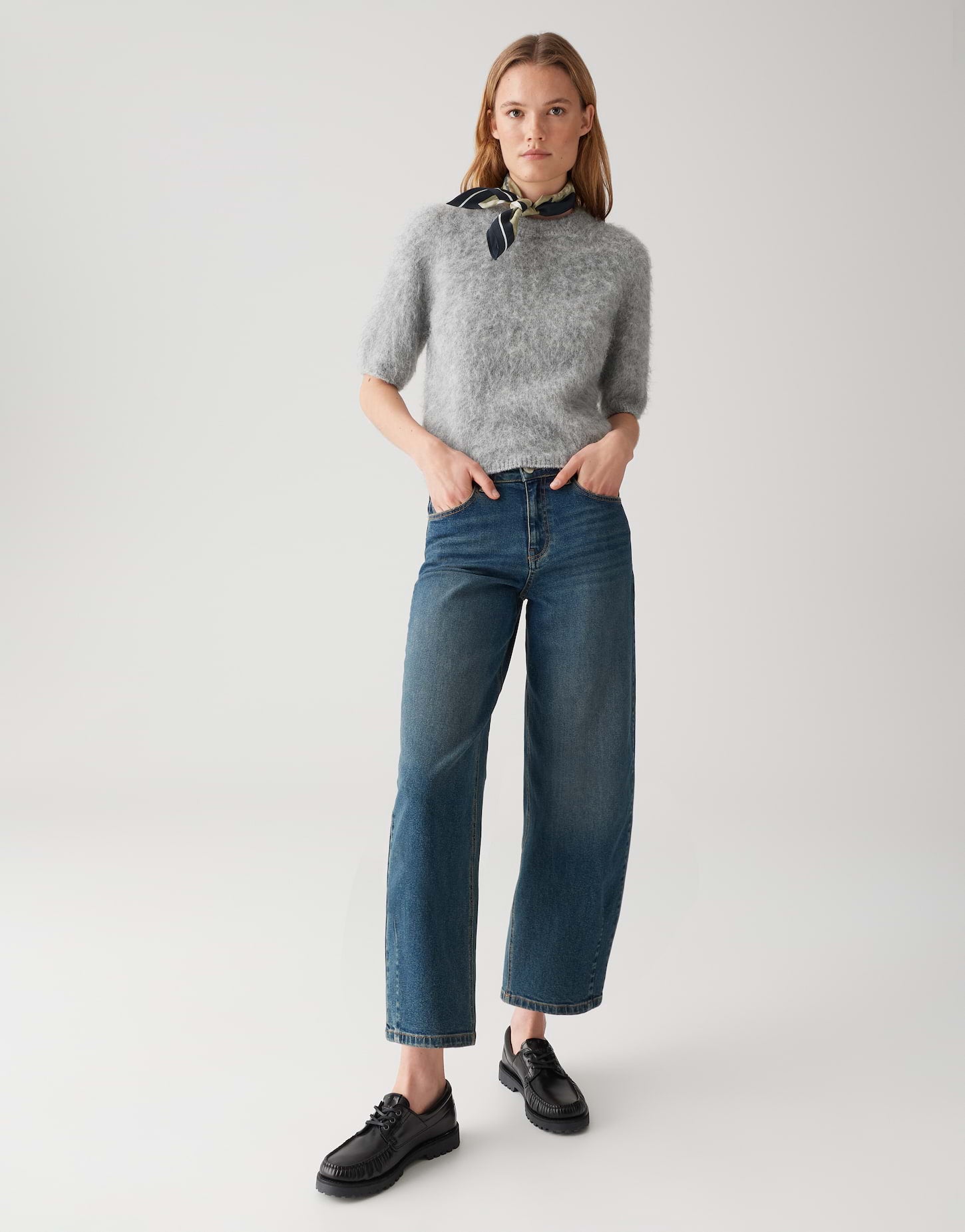 OPUS Damen Pullover Halbarm Rundhalsausschnitt Strick flauschiger Griff