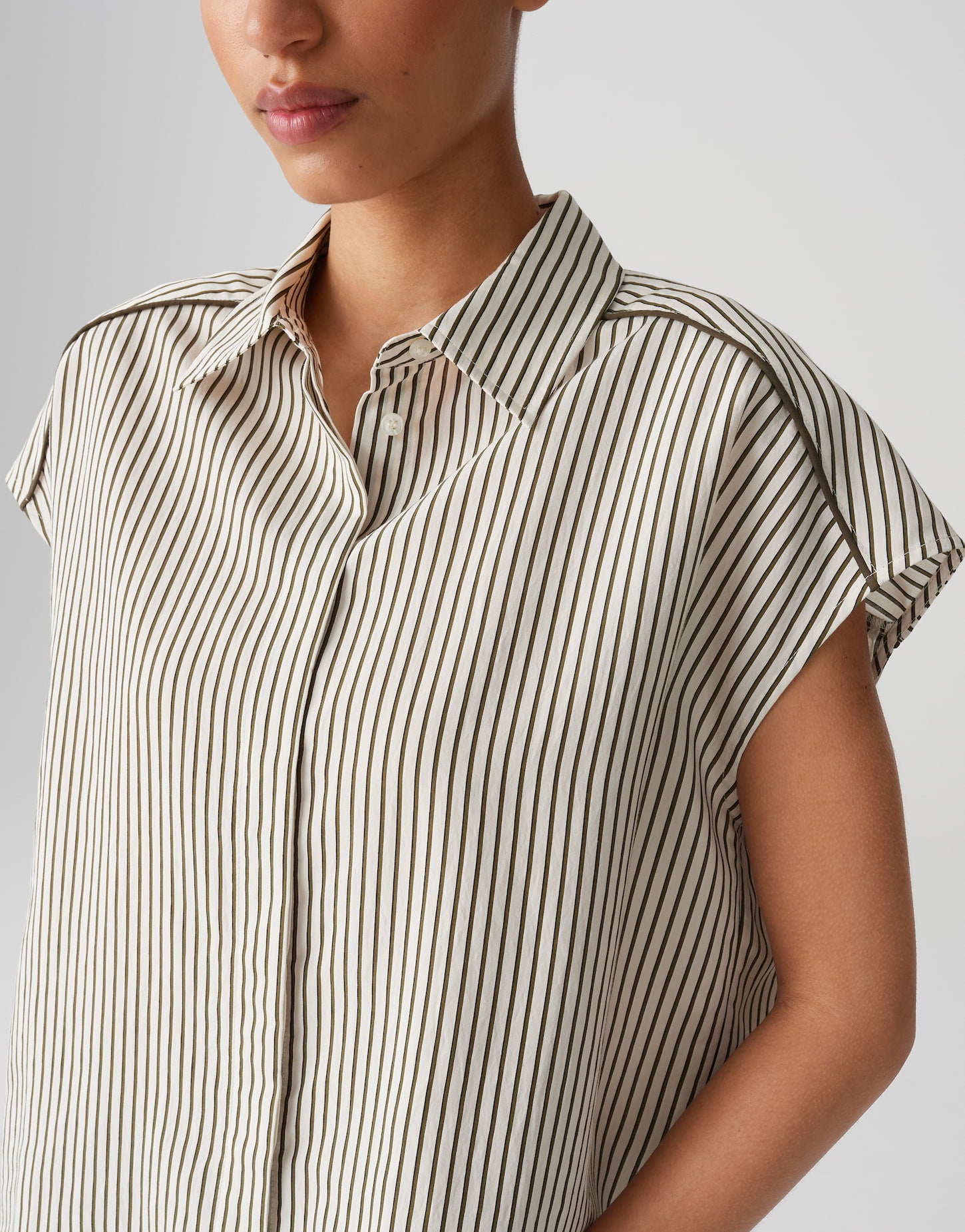 OPUS Lockeres Damen Hemd Bluse überschnittener Kurzarm gestreift Webware