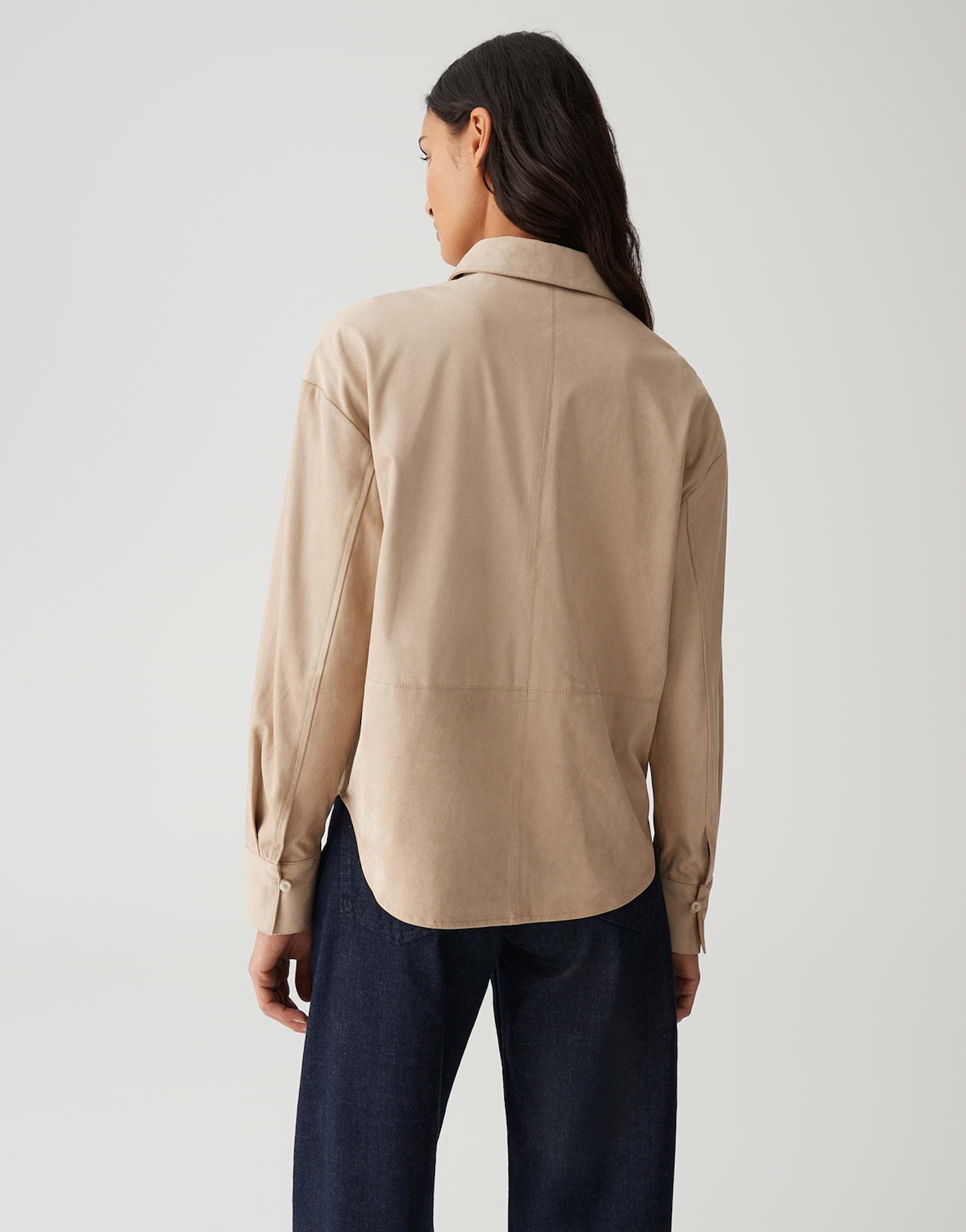 OPUS Damen Bluse Langarm Hemdbluse Lederimitat