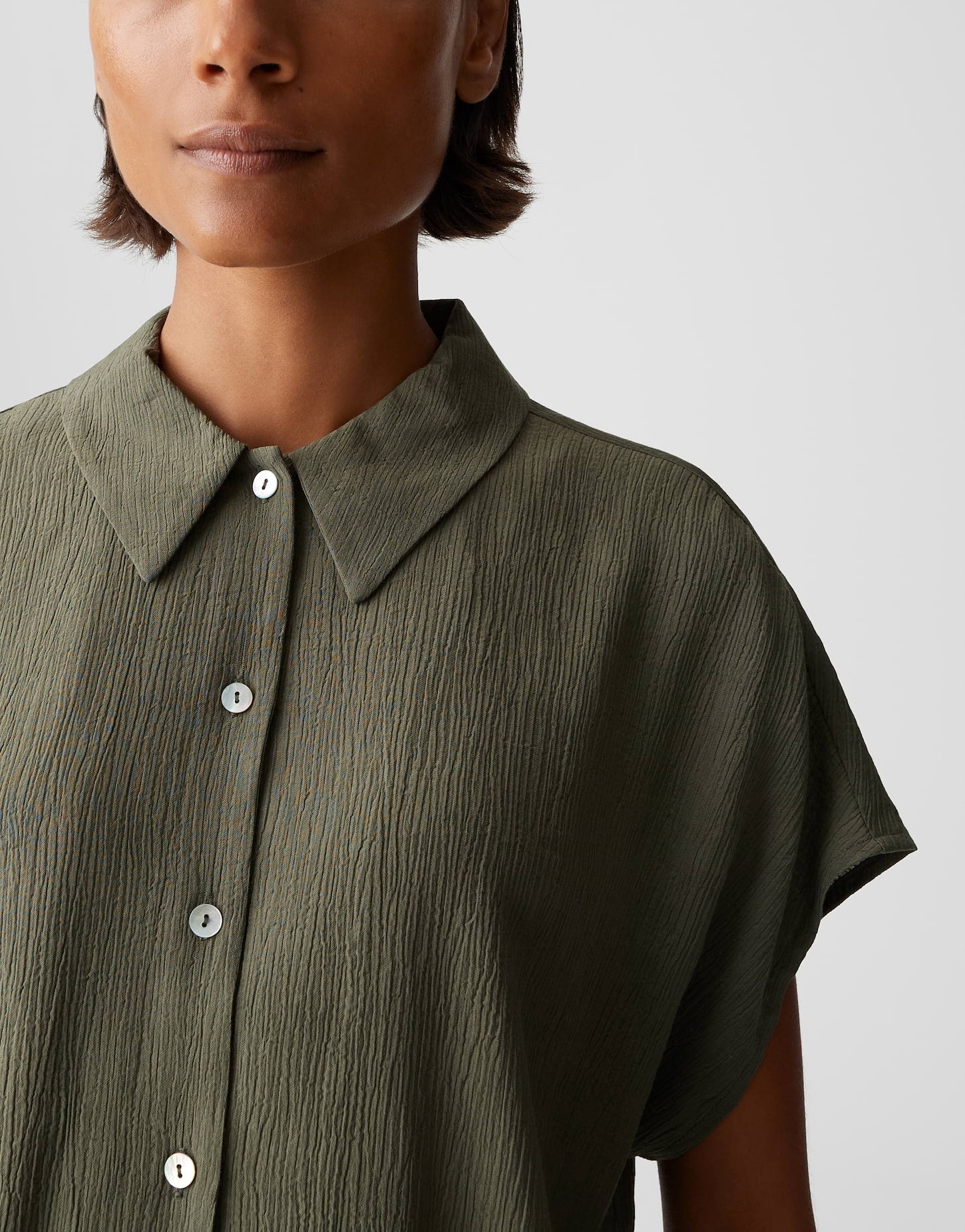 OPUS Hemdbluse Damen Oversized Crinkle Effekt Webware