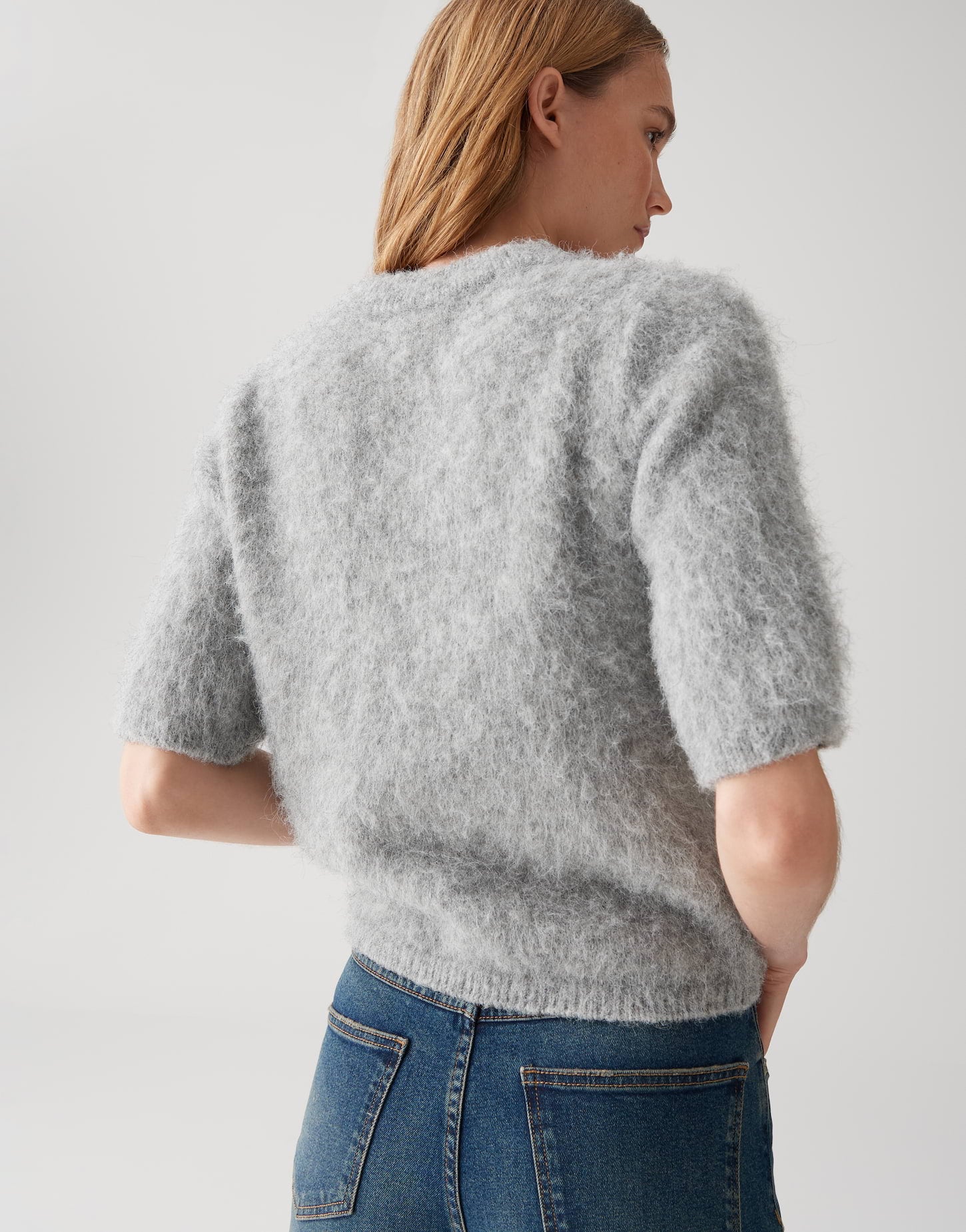 OPUS Damen Pullover Halbarm Rundhalsausschnitt Strick flauschiger Griff