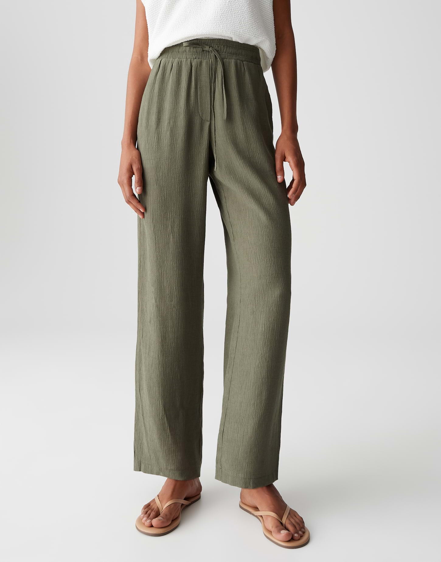OPUS Crinkle Webware Hose Damen Straight Fit Elastisch